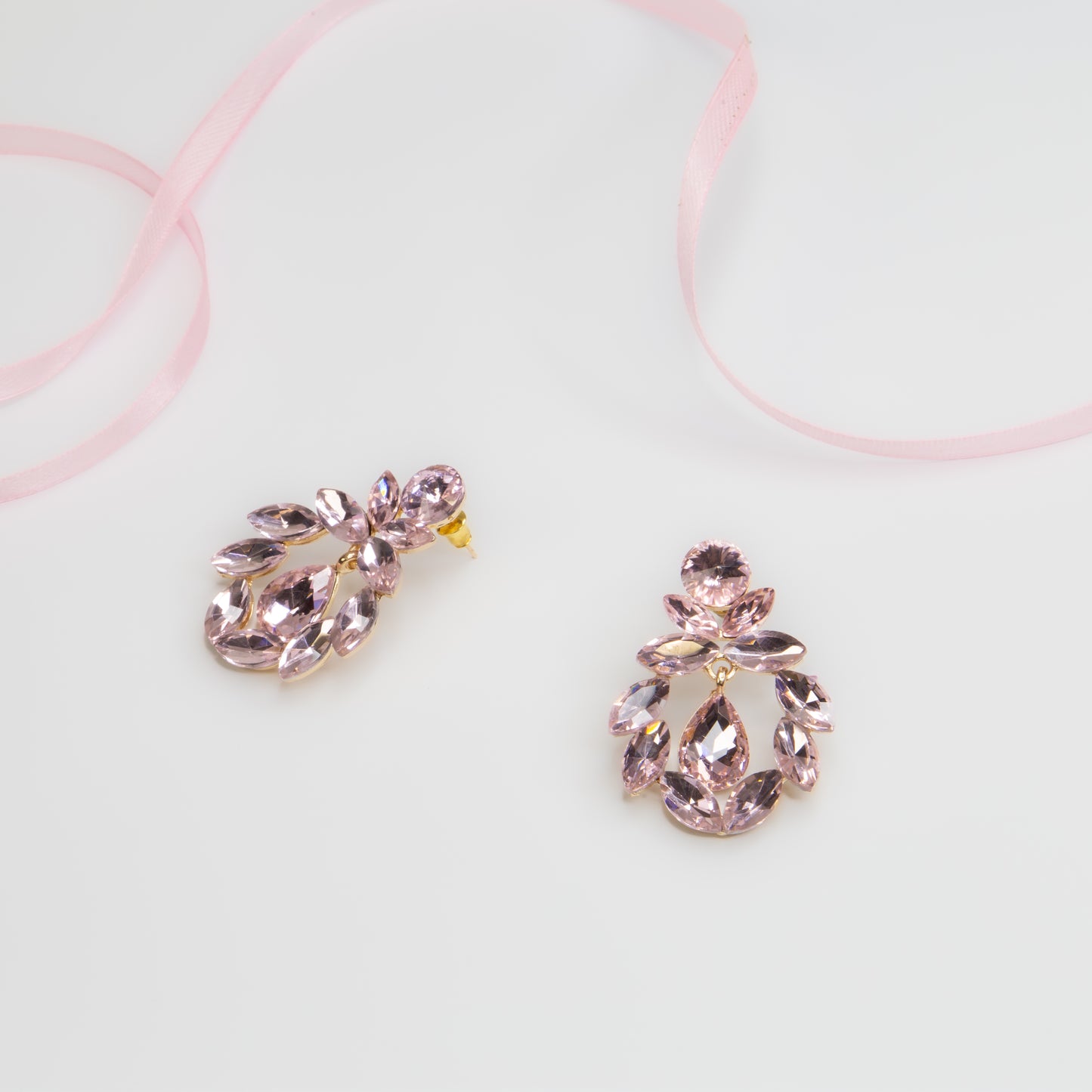 Cercei eleganți cu pietre strălucitoare, Coroana Imperială - Roz