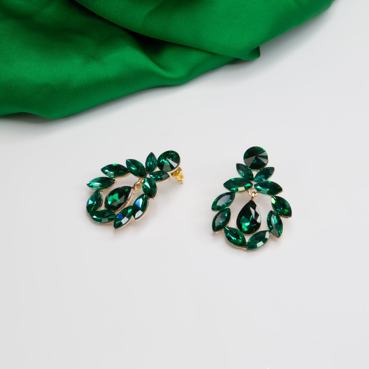 Cercei eleganți cu pietre strălucitoare, Coroana Imperială - Verde
