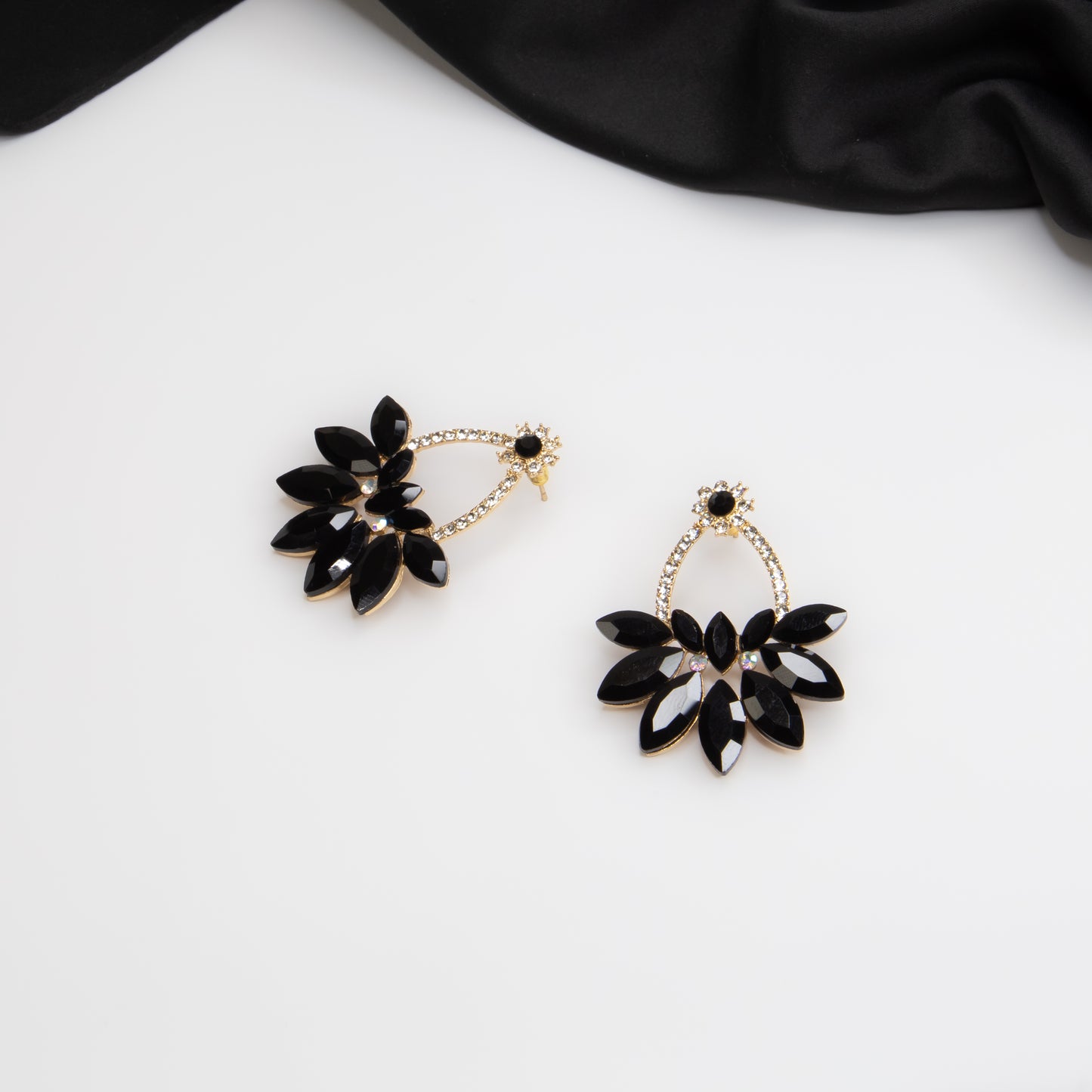 Cercei eleganți cu pietre strălucitoare, Destin Imperial - Negru
