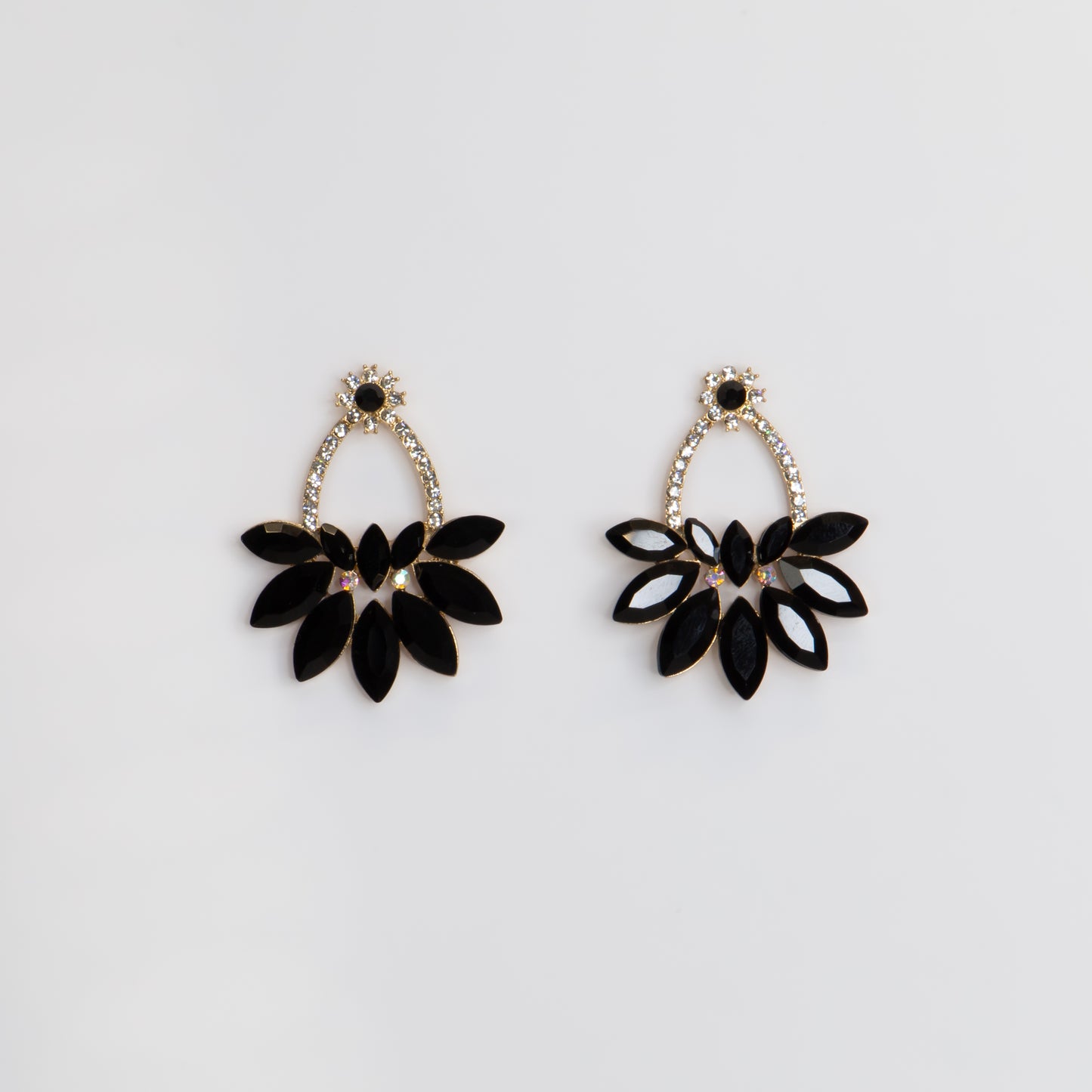 Cercei eleganți cu pietre strălucitoare, Destin Imperial - Negru