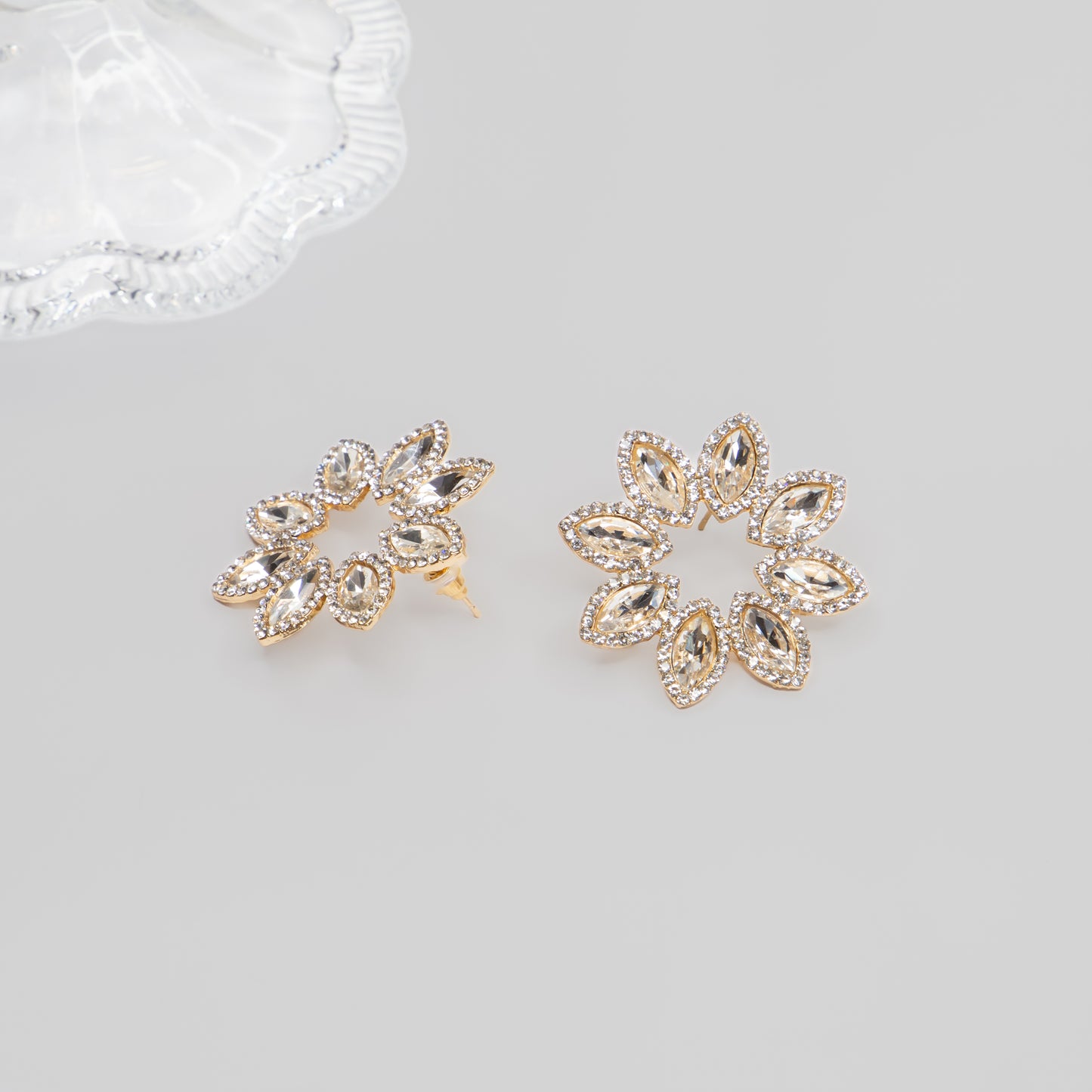 Cercei eleganți cu ștrasuri si pietre, Crystal Flower - Argintiu