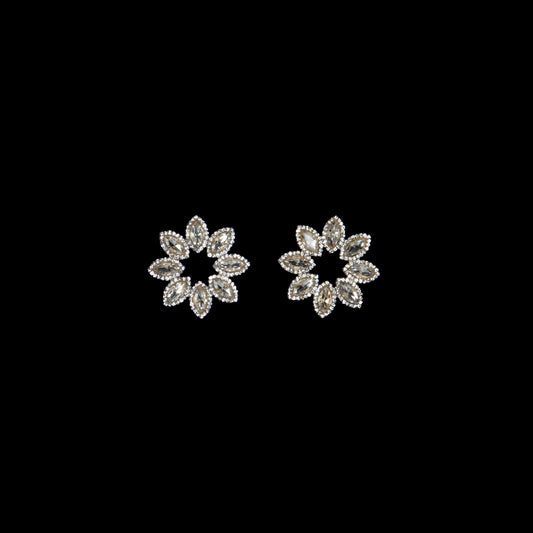 Cercei eleganți cu ștrasuri si pietre, Crystal Flower - Argintiu