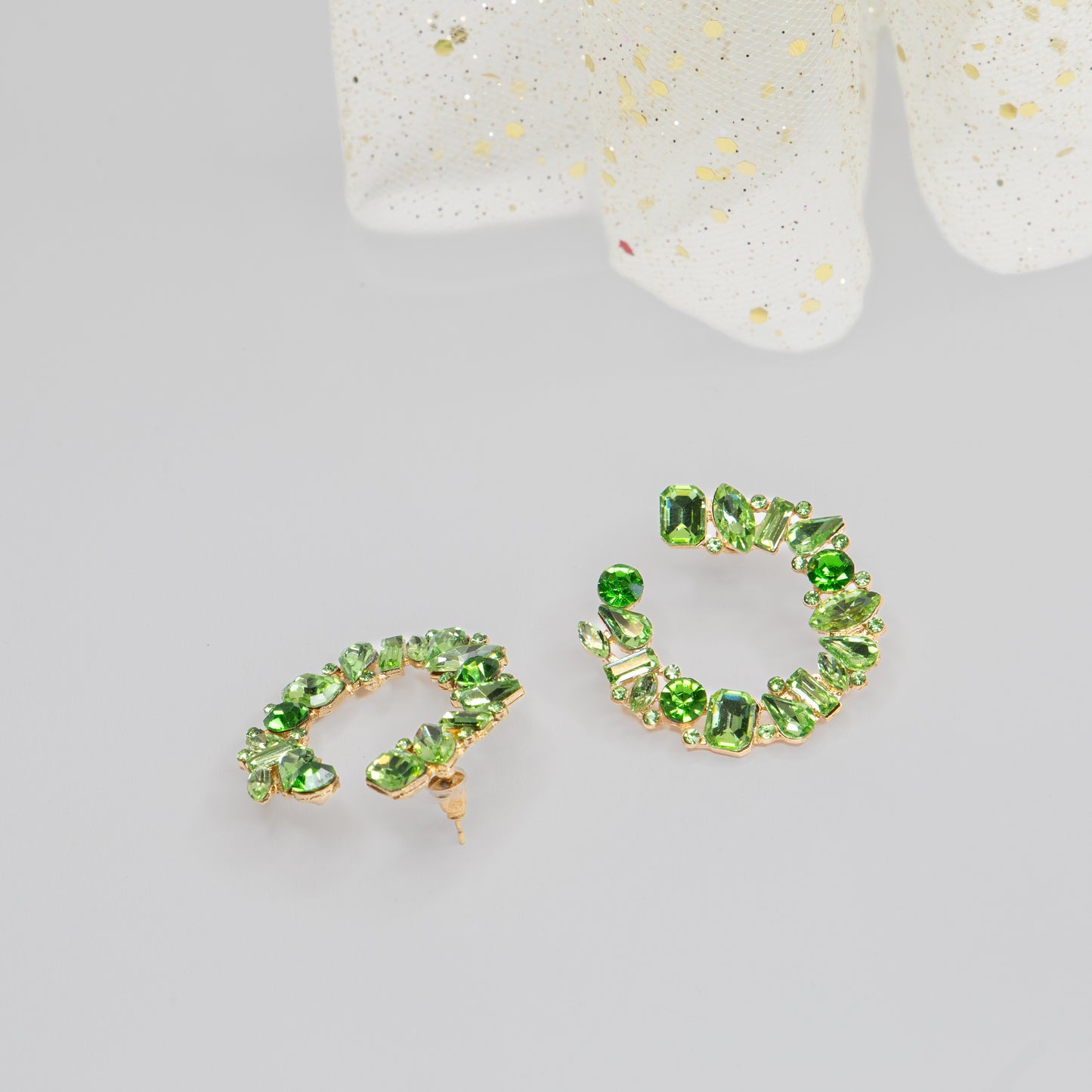 Cercei eleganți cu ștrasuri si pietre, Stone Elegance - Verde