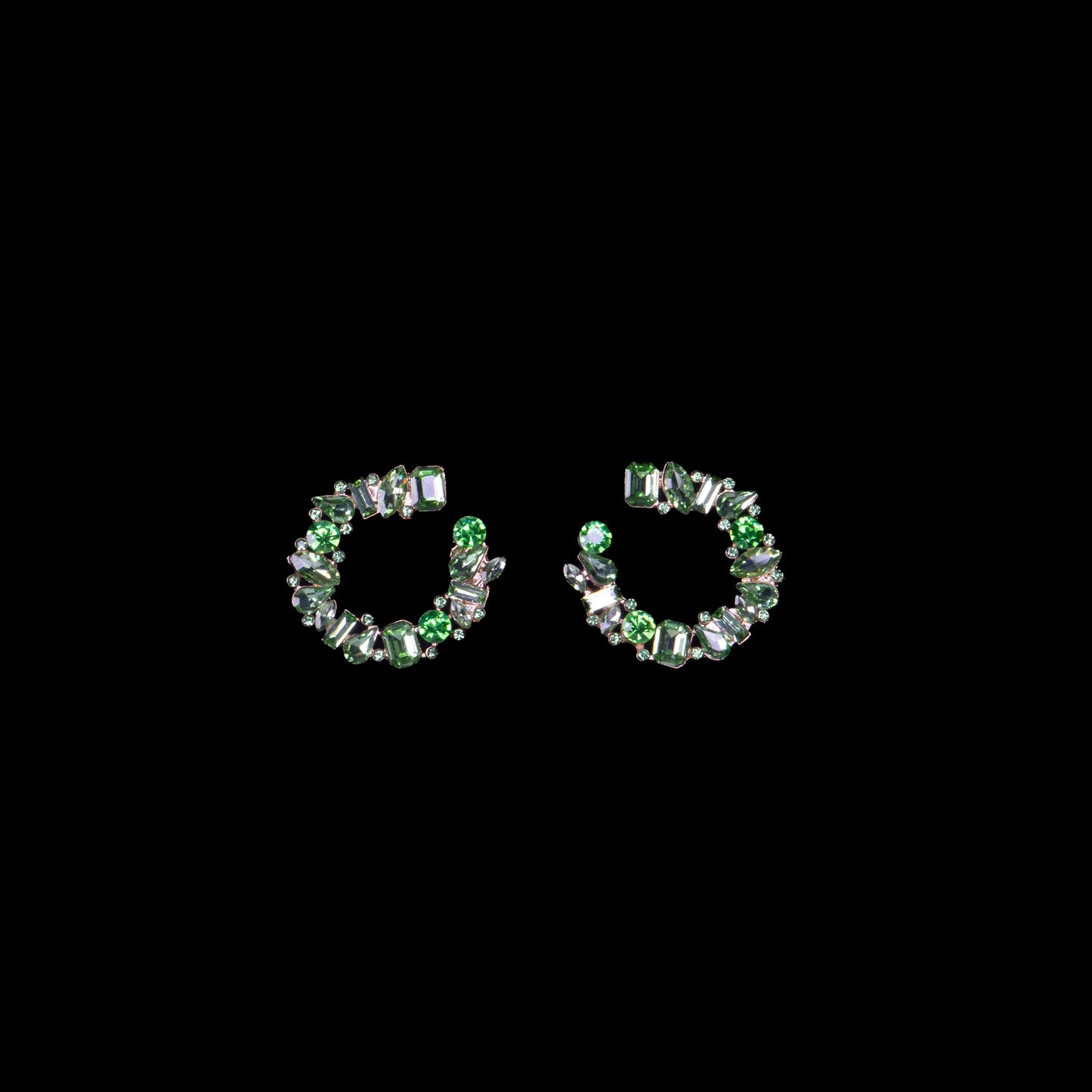 Cercei eleganți cu ștrasuri si pietre, Stone Elegance - Verde