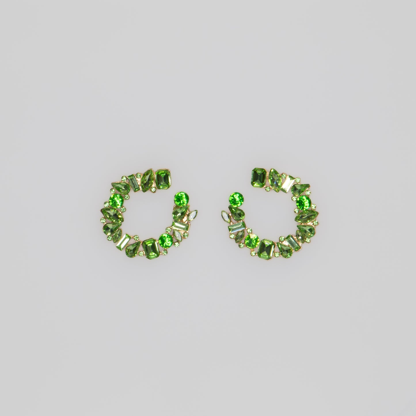 Cercei eleganți cu ștrasuri si pietre, Stone Elegance - Verde
