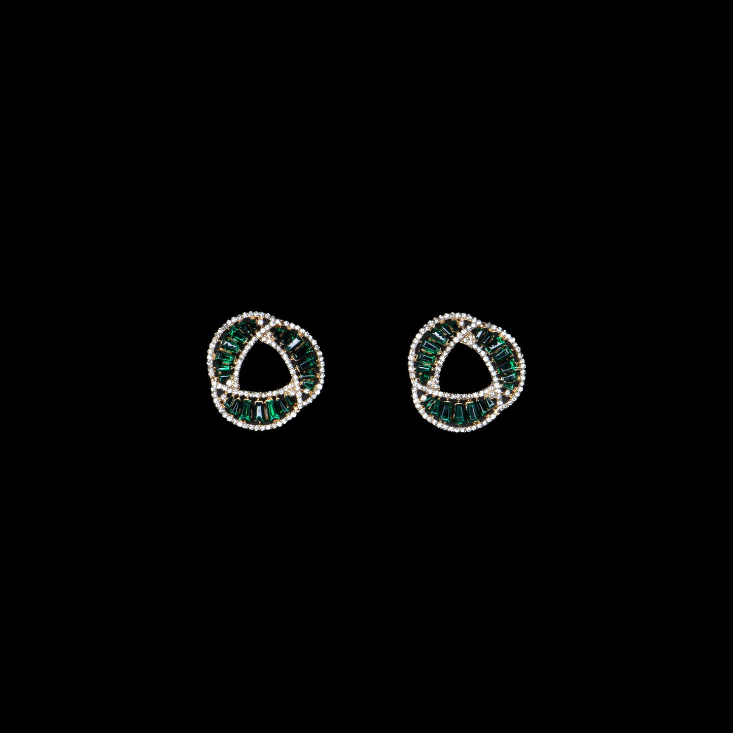 Cercei eleganți cu ștrasuri si pietre, Wave of Crystals - Verde