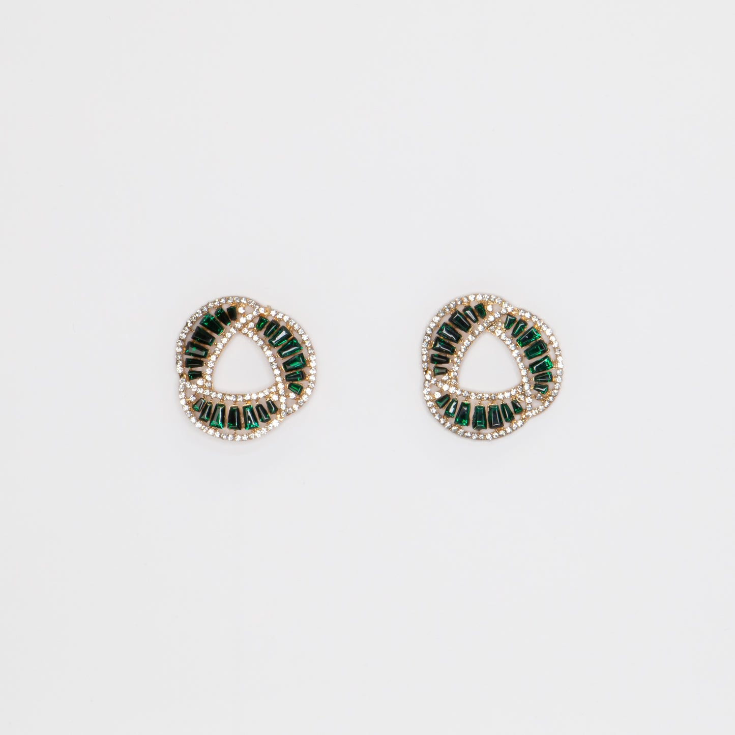 Cercei eleganți cu ștrasuri si pietre, Wave of Crystals - Verde