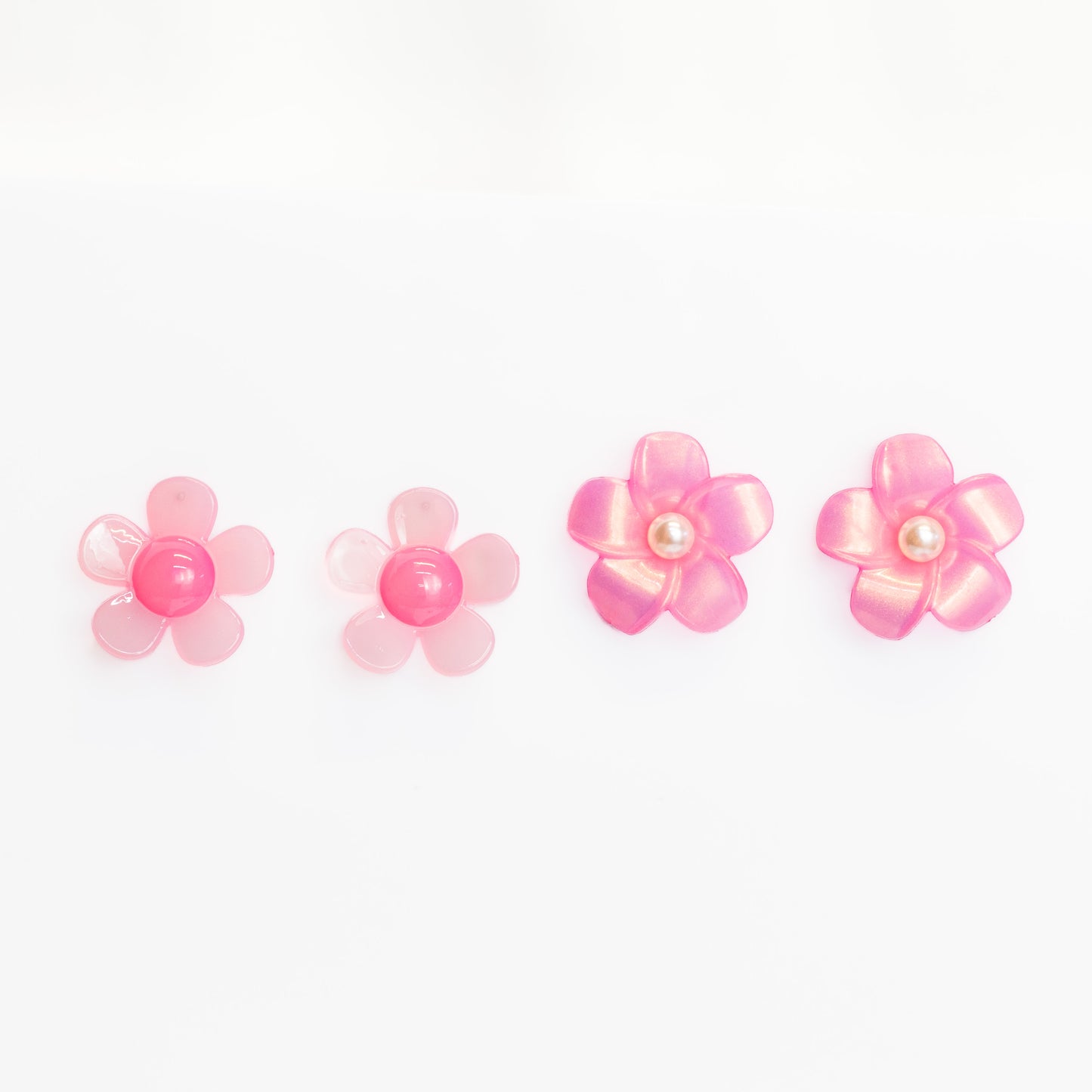 Cercei flori bonbon cu perle, set 2 - Roz