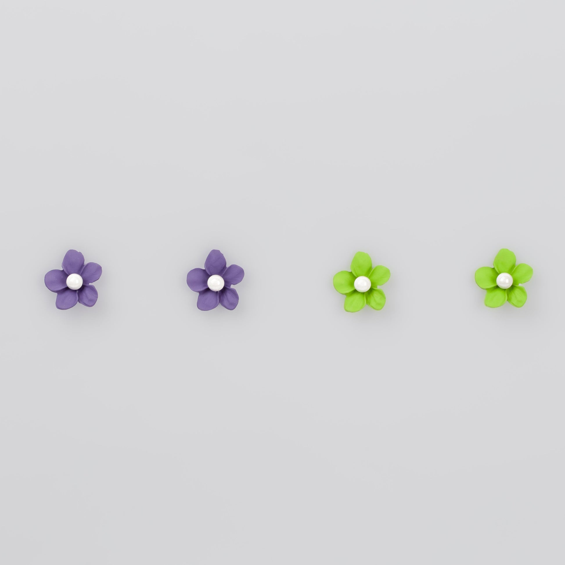 Cercei flori siliconate cu perle, set 2 - French Mix