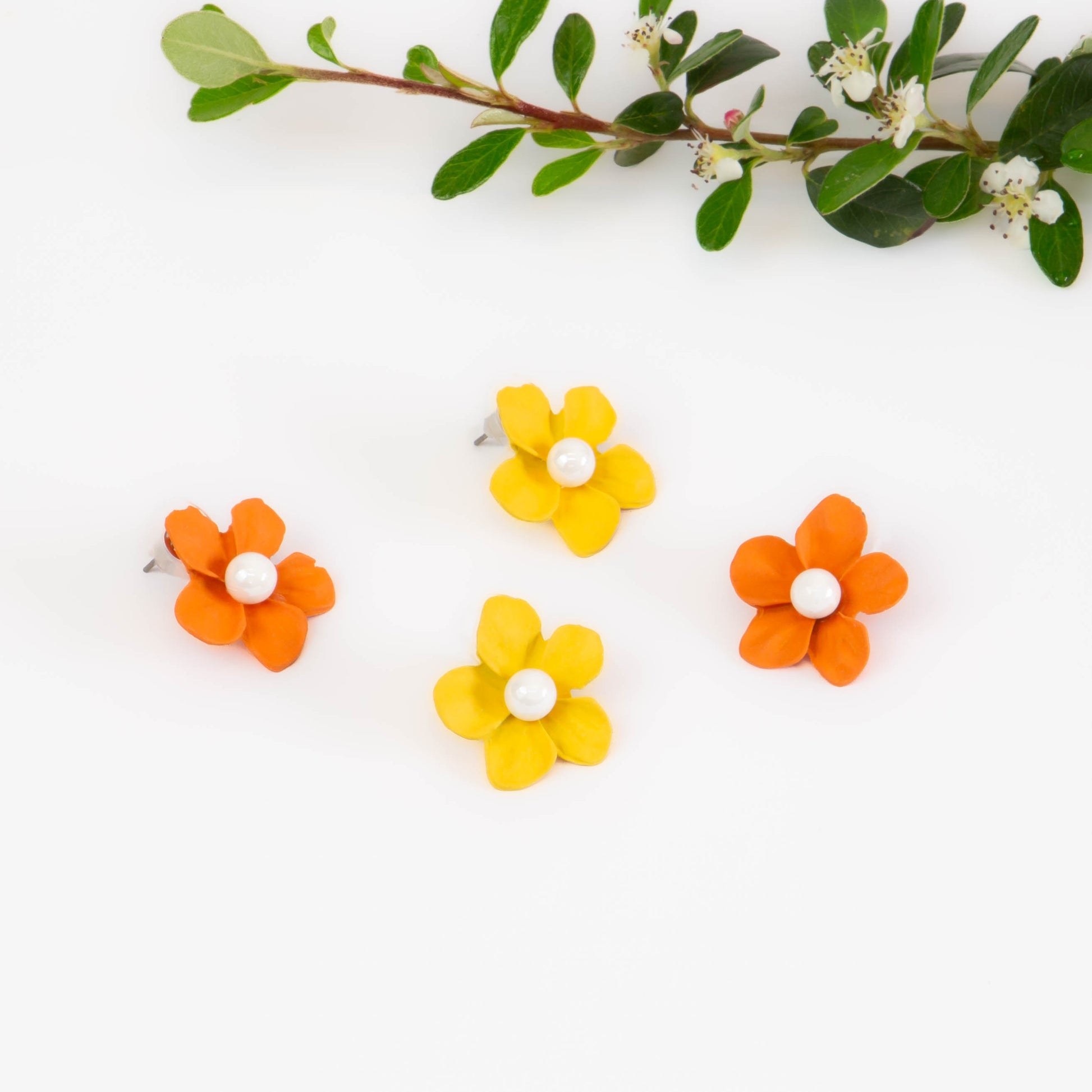 Cercei flori siliconate cu perle, set 2 - Summer Mix