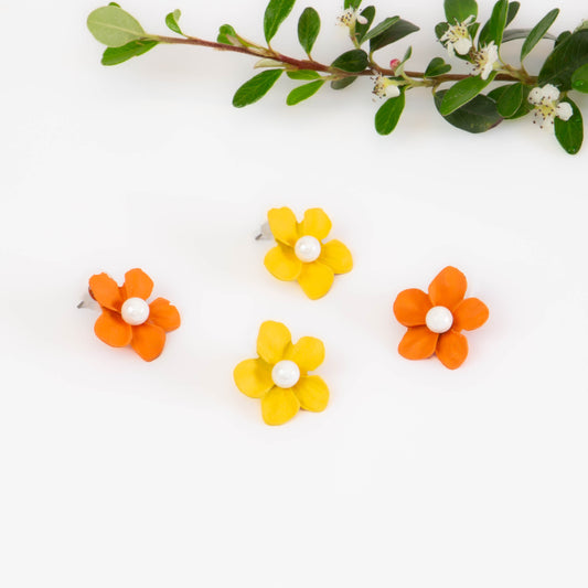 Cercei flori siliconate cu perle, set 2 - Summer Mix