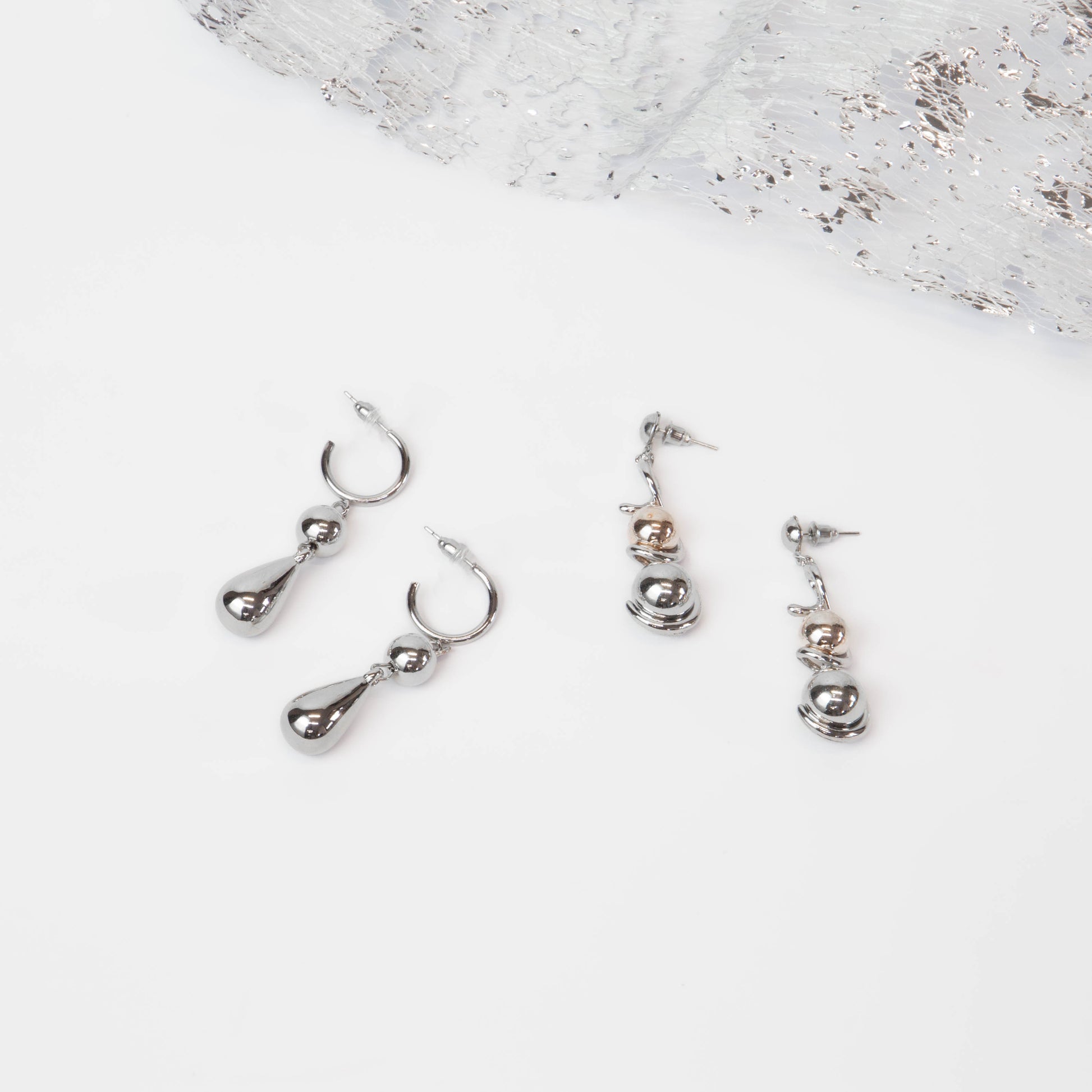 Cercei gaia chic, set 2 - Argintiu
