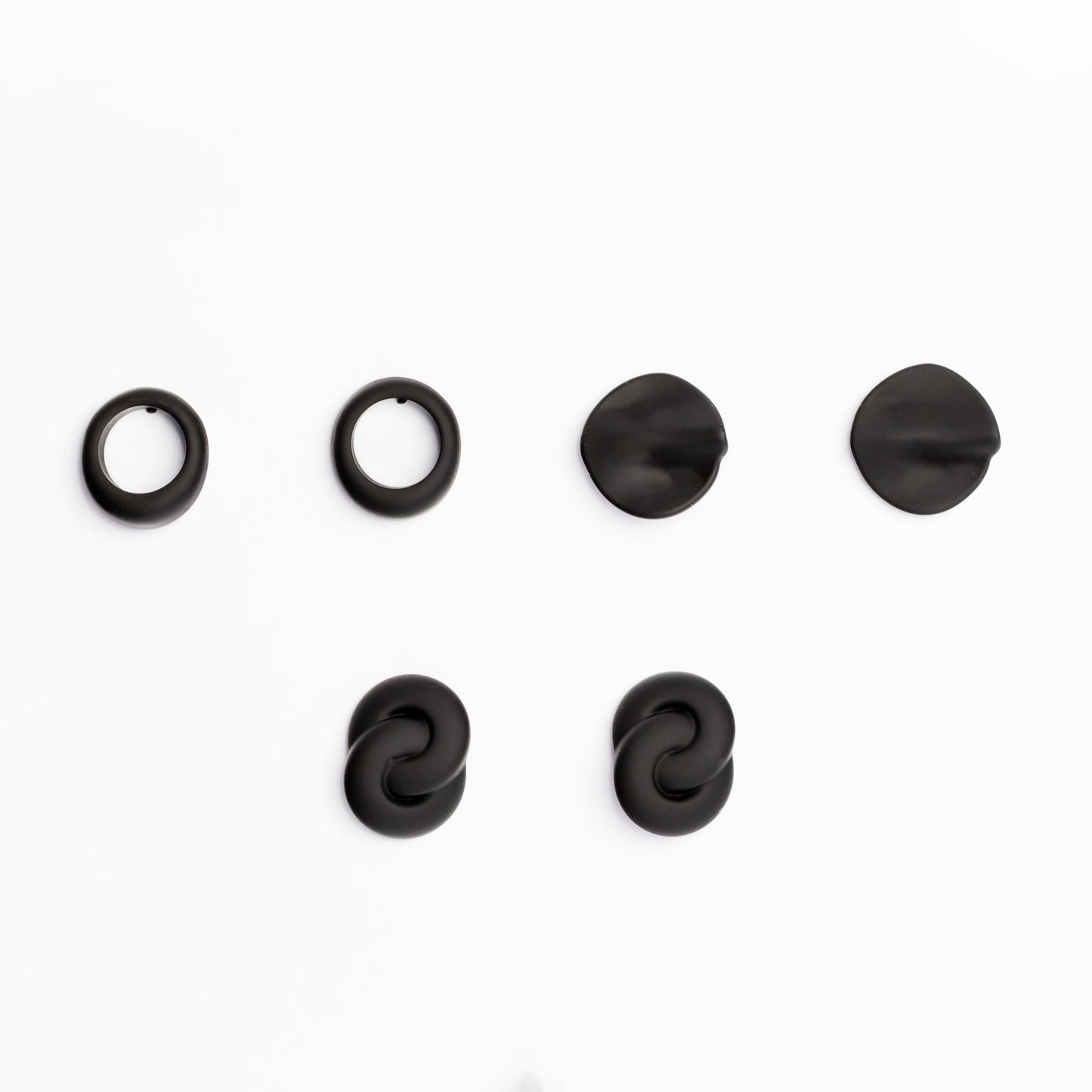 Cercei geometric shapes cu textruă siliconată, set 3 - Negru