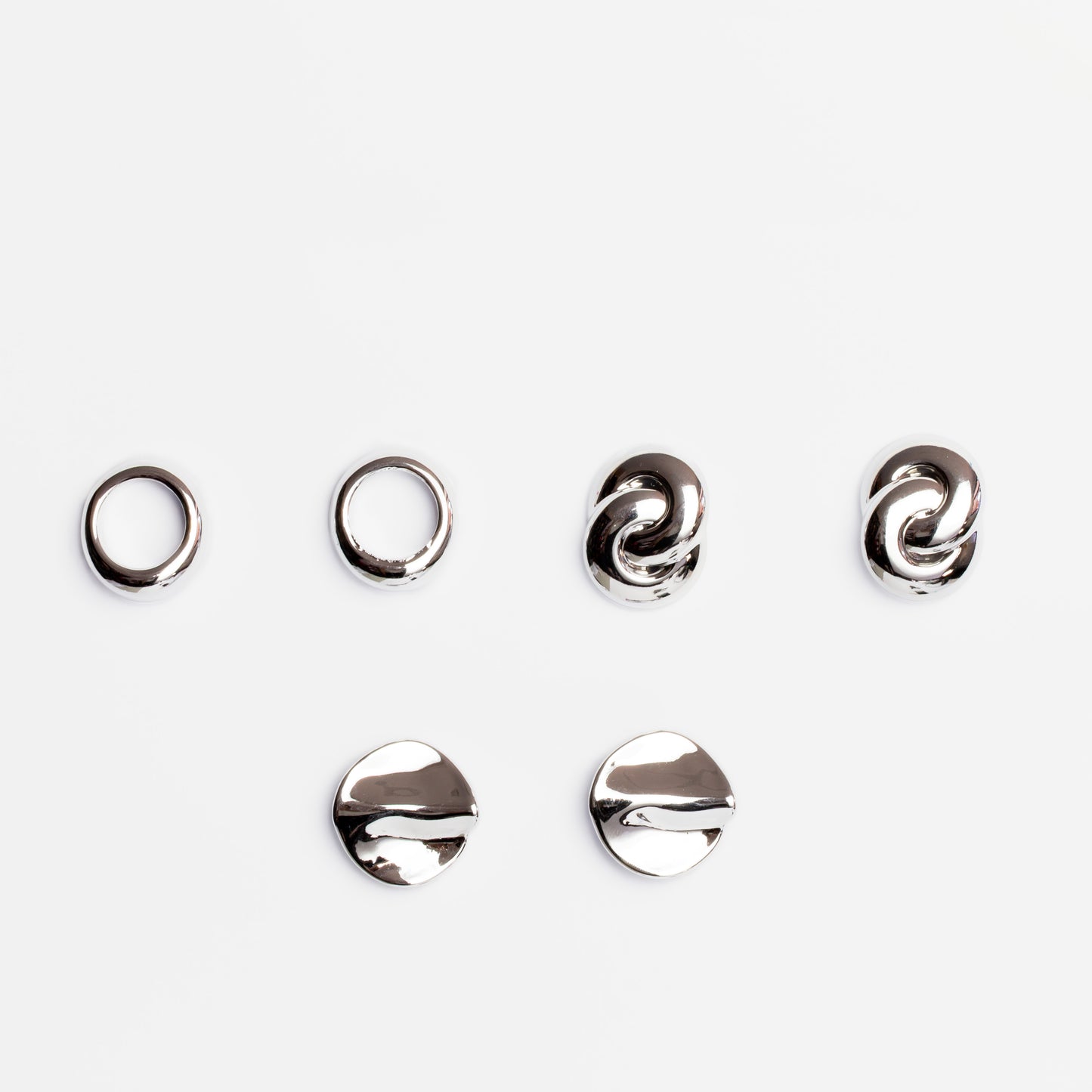 Cercei geometric shapes, set 3 - Argintiu