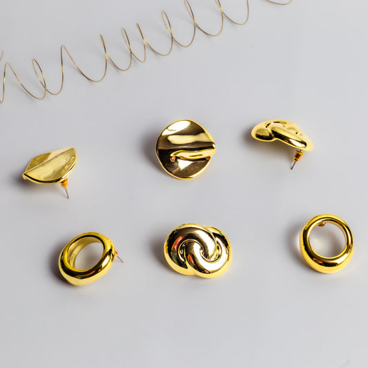 Cercei geometric shapes, set 3 - Auriu