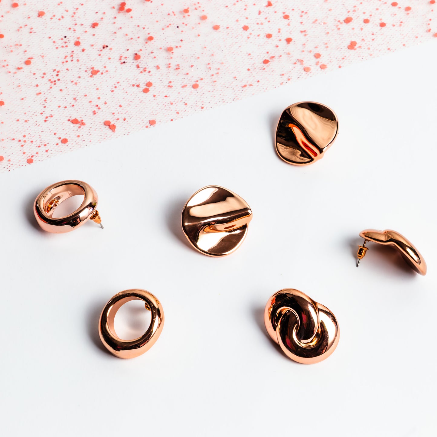 Cercei geometric shapes, set 3 - Rose Gold