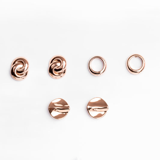 Cercei geometric shapes, set 3 - Rose Gold