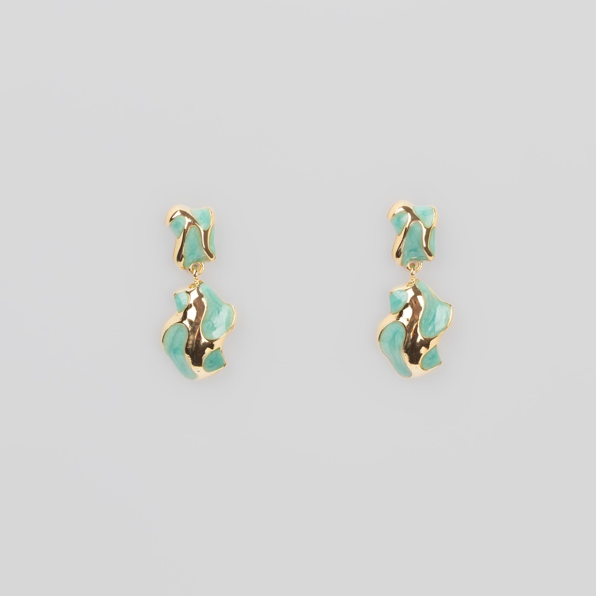 Cercei glossy abstract classy, set 3 - Turcoaz