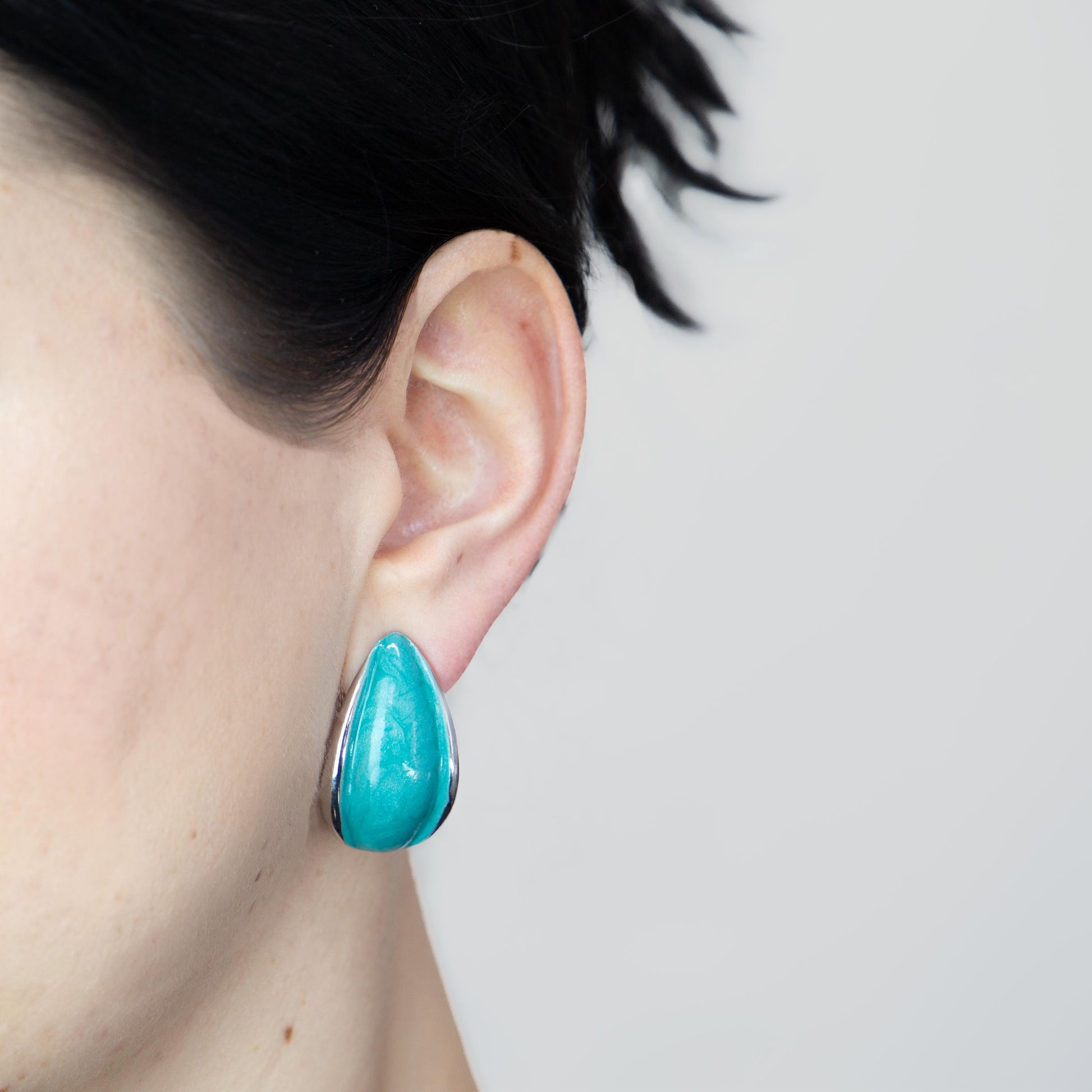 Cercei glossy abstract classy, set 3 - Turcoaz