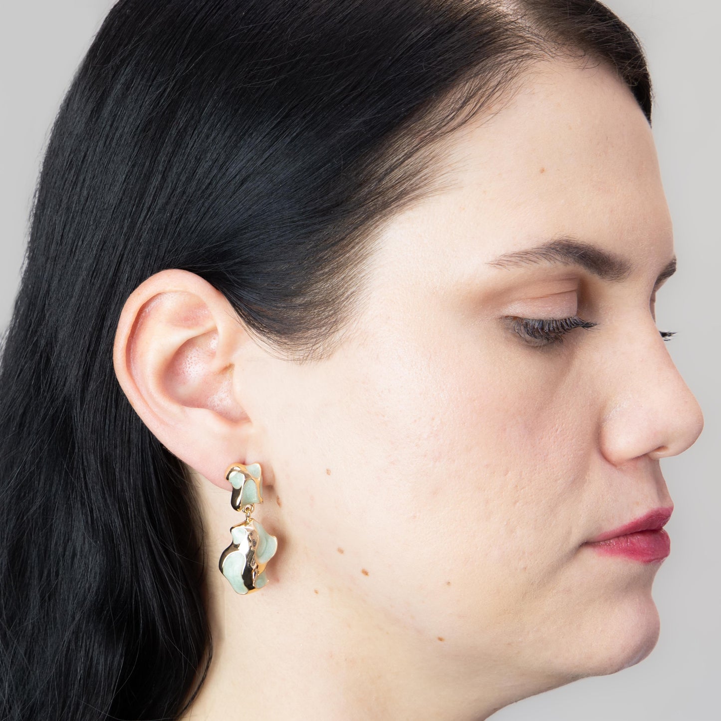 Cercei glossy abstract classy, set 3 - Verde Mist