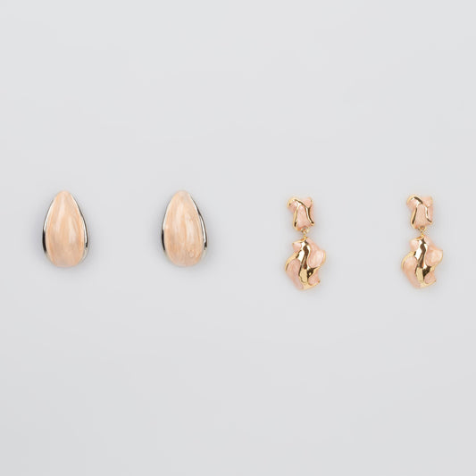 Cercei glossy abstract mix, set 2 - Peach