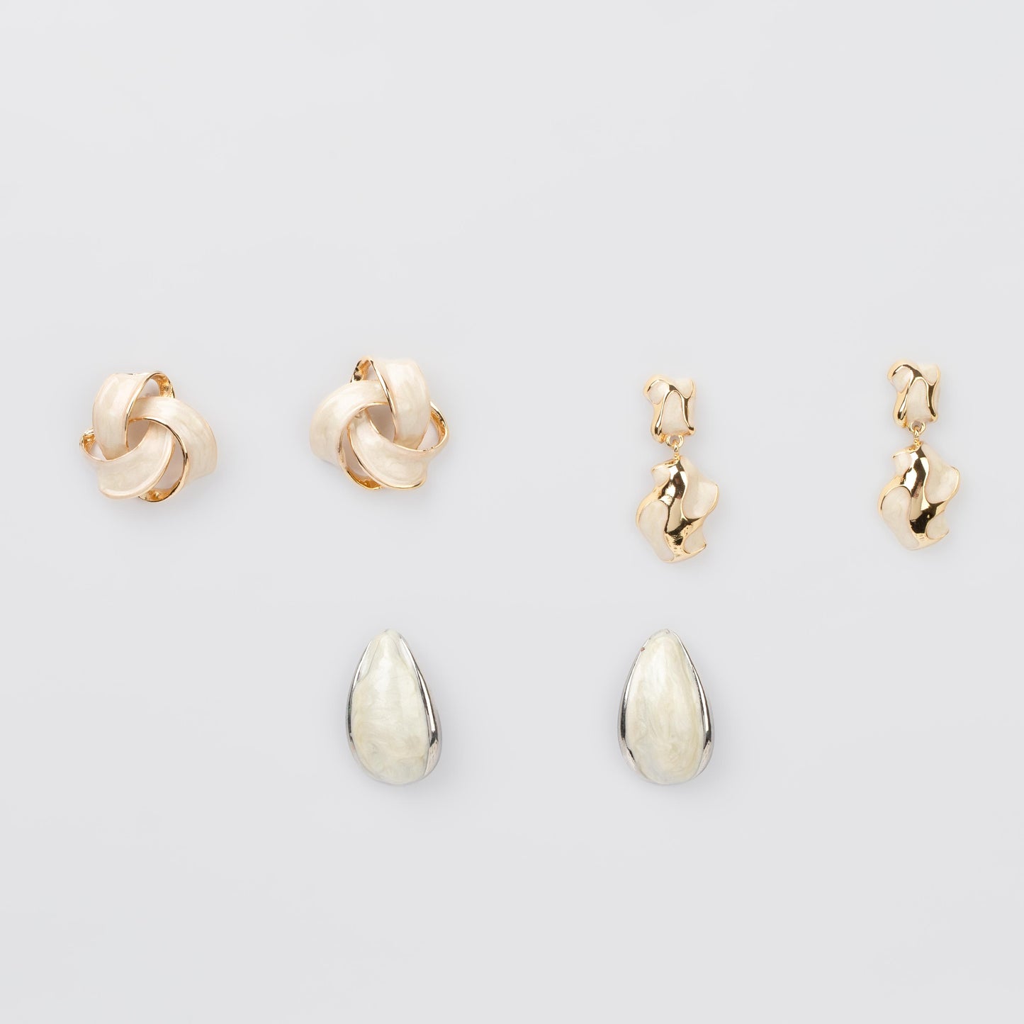 Cercei glossy diva mix, set 3 - Alb Cocos