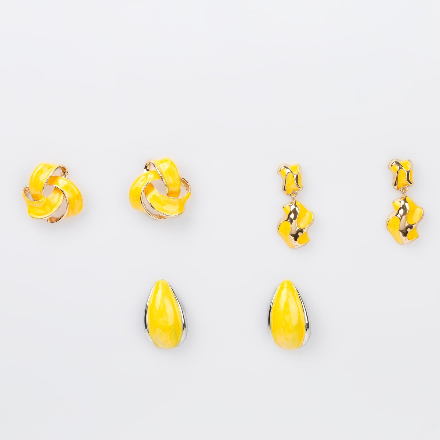 Cercei glossy diva mix, set 3 - Galben