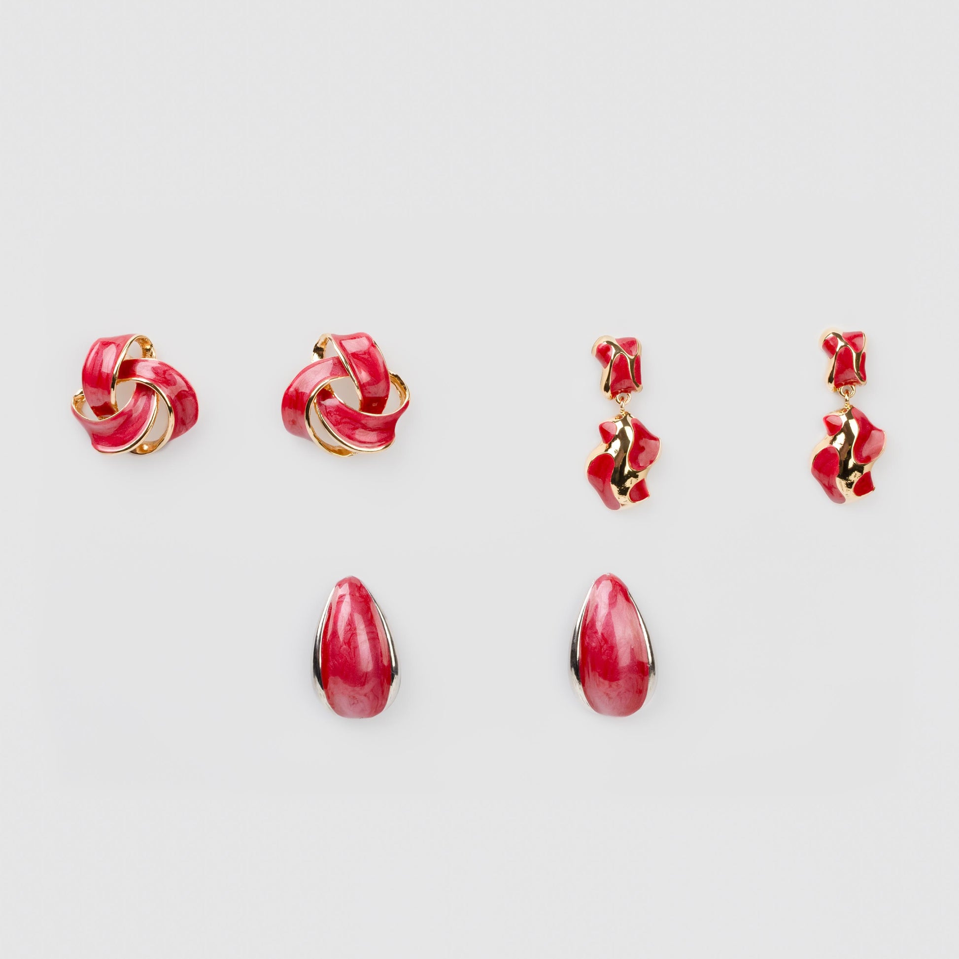 Cercei glossy diva mix, set 3 - Magenta
