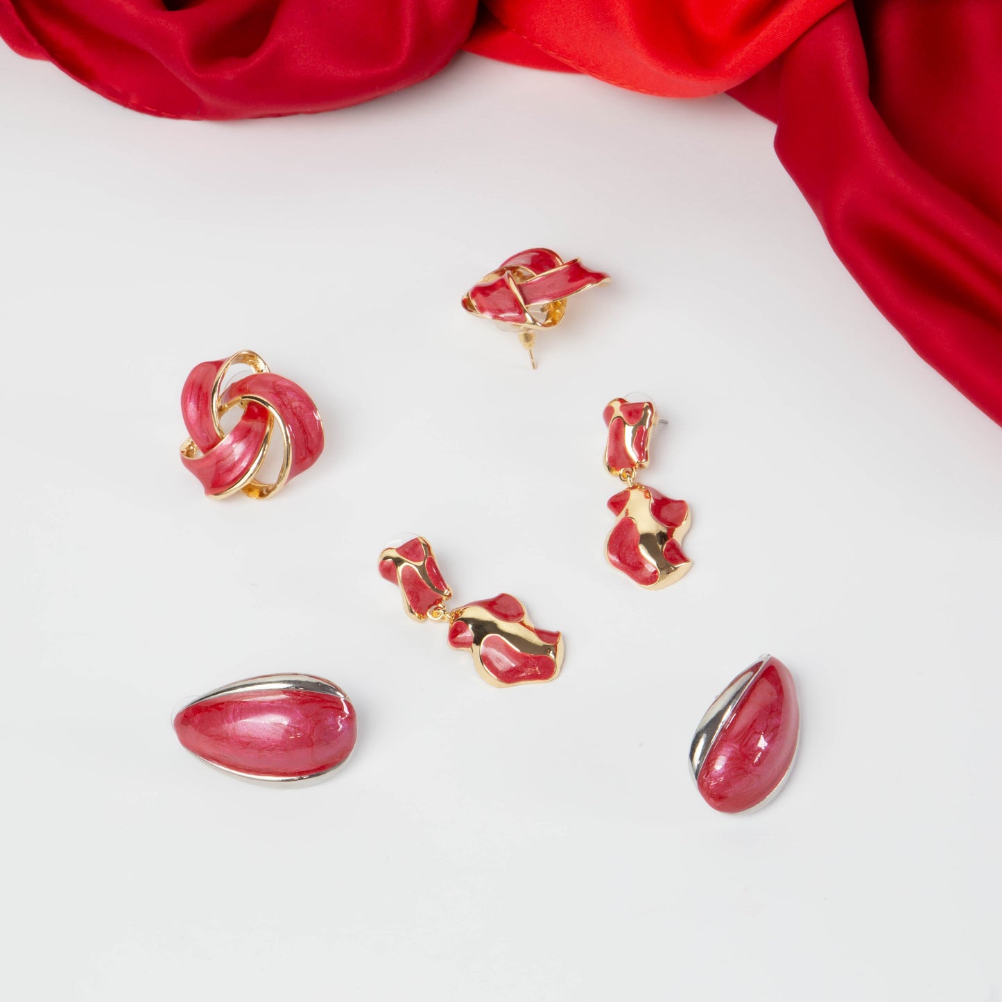 Cercei glossy diva mix, set 3 - Magenta