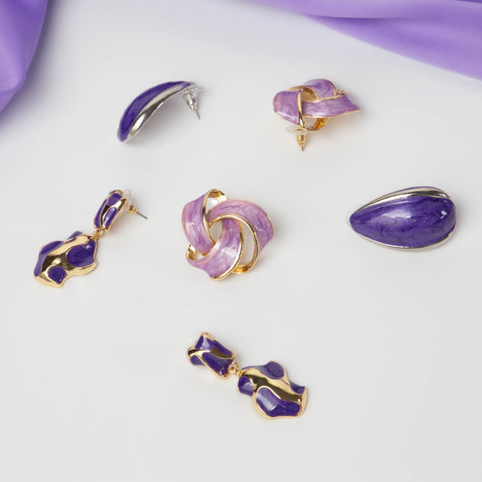 Cercei glossy diva mix, set 3 - Mov