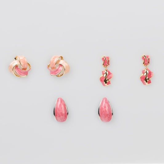 Cercei glossy diva mix, set 3 - Rosso