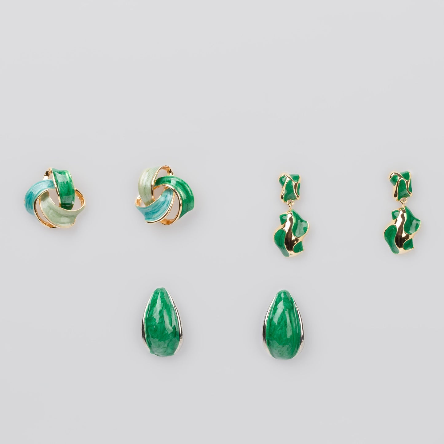 Cercei glossy diva mix, set 3 - Verde