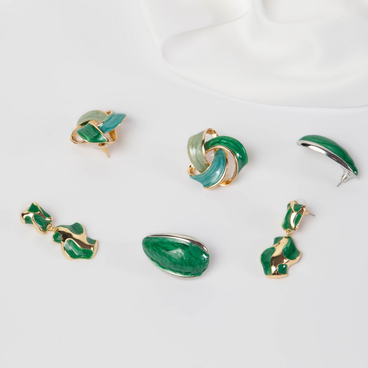 Cercei glossy diva mix, set 3 - Verde