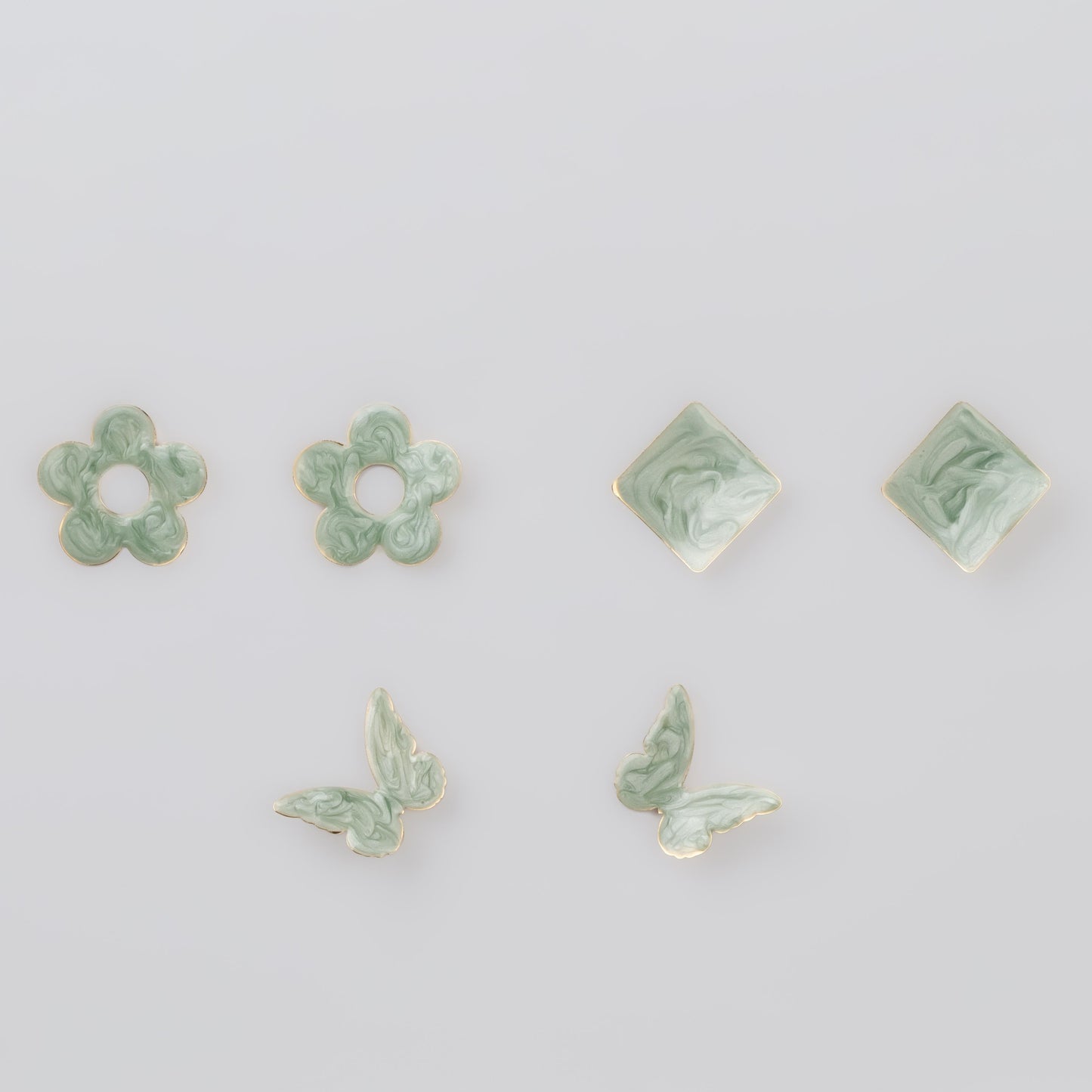 Cercei glossy diversity verde deschis, set 3