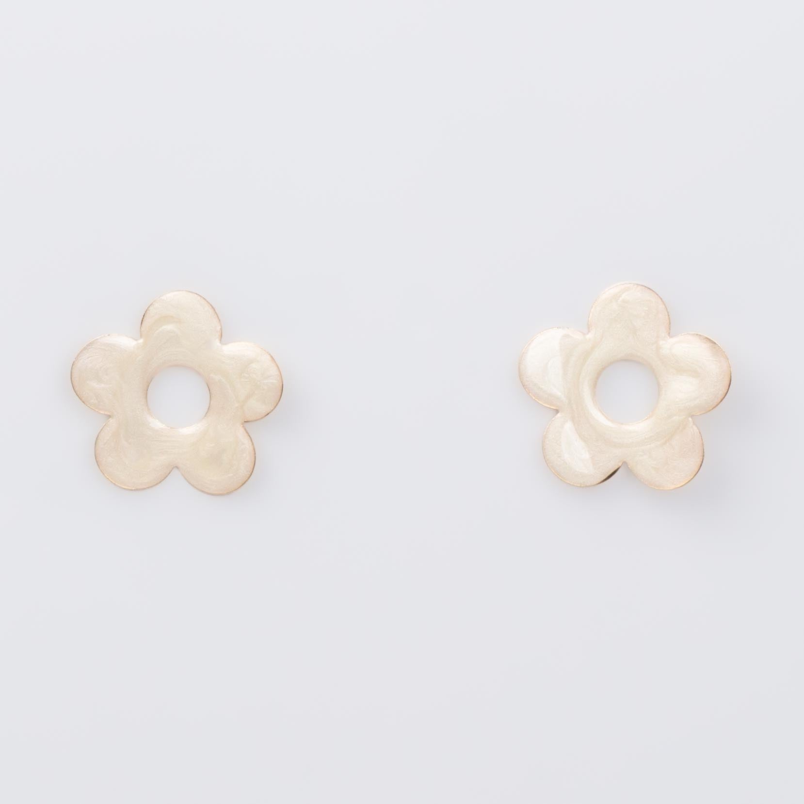 Cercei glossy flori și fluturi, set 3 - Alb Cocos