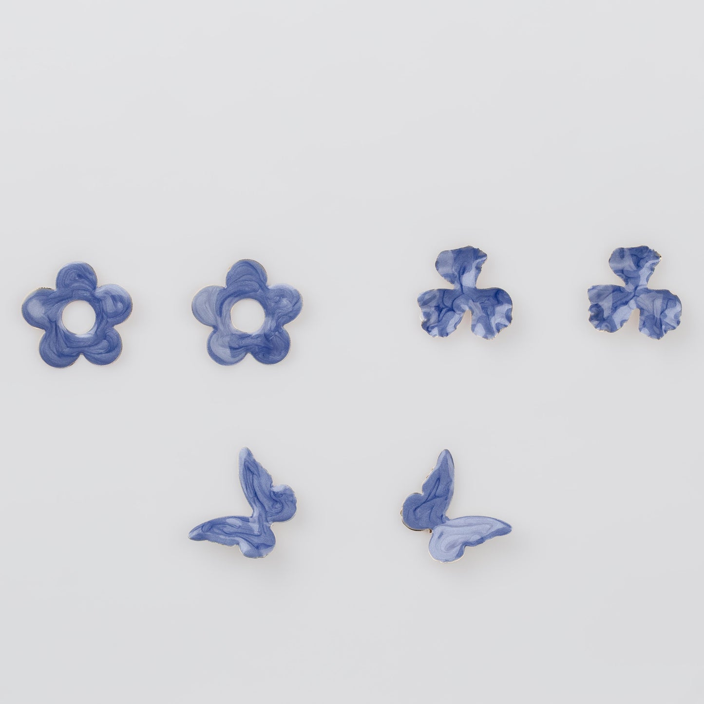 Cercei glossy flori și fluturi, set 3 - Albastru