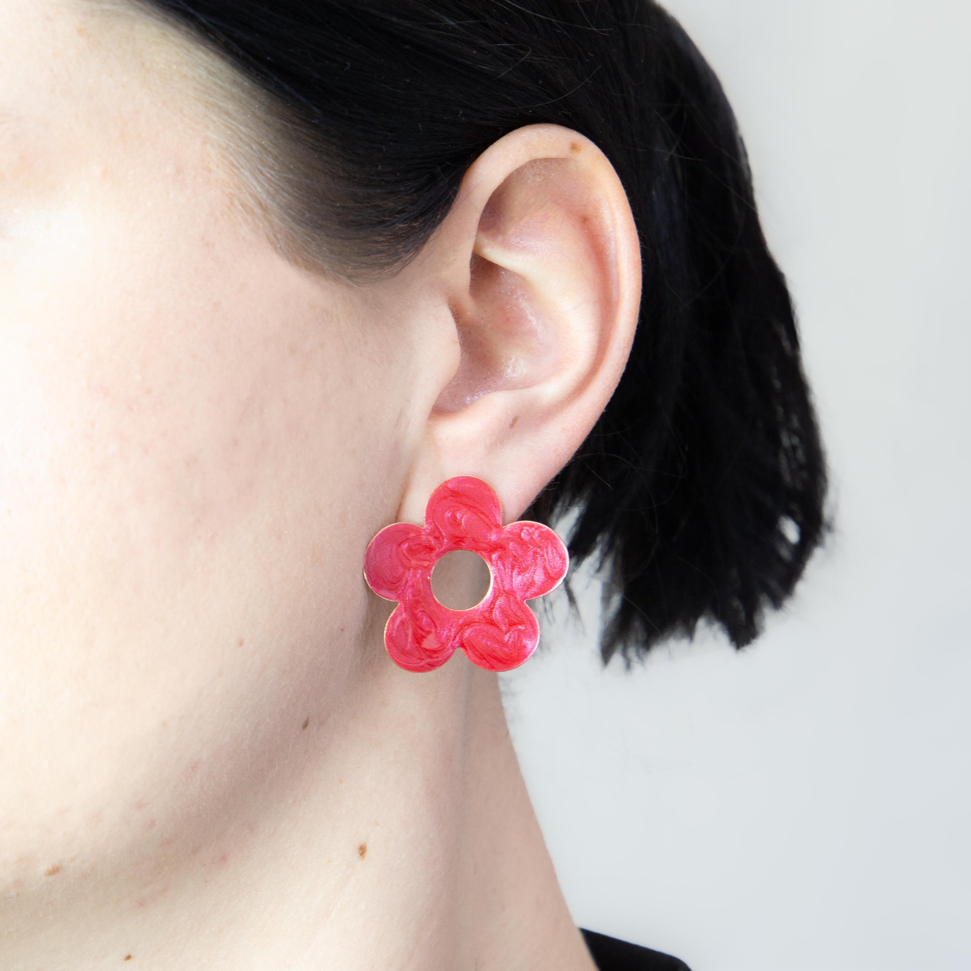 Cercei glossy flori și fluturi, set 3 - Magenta