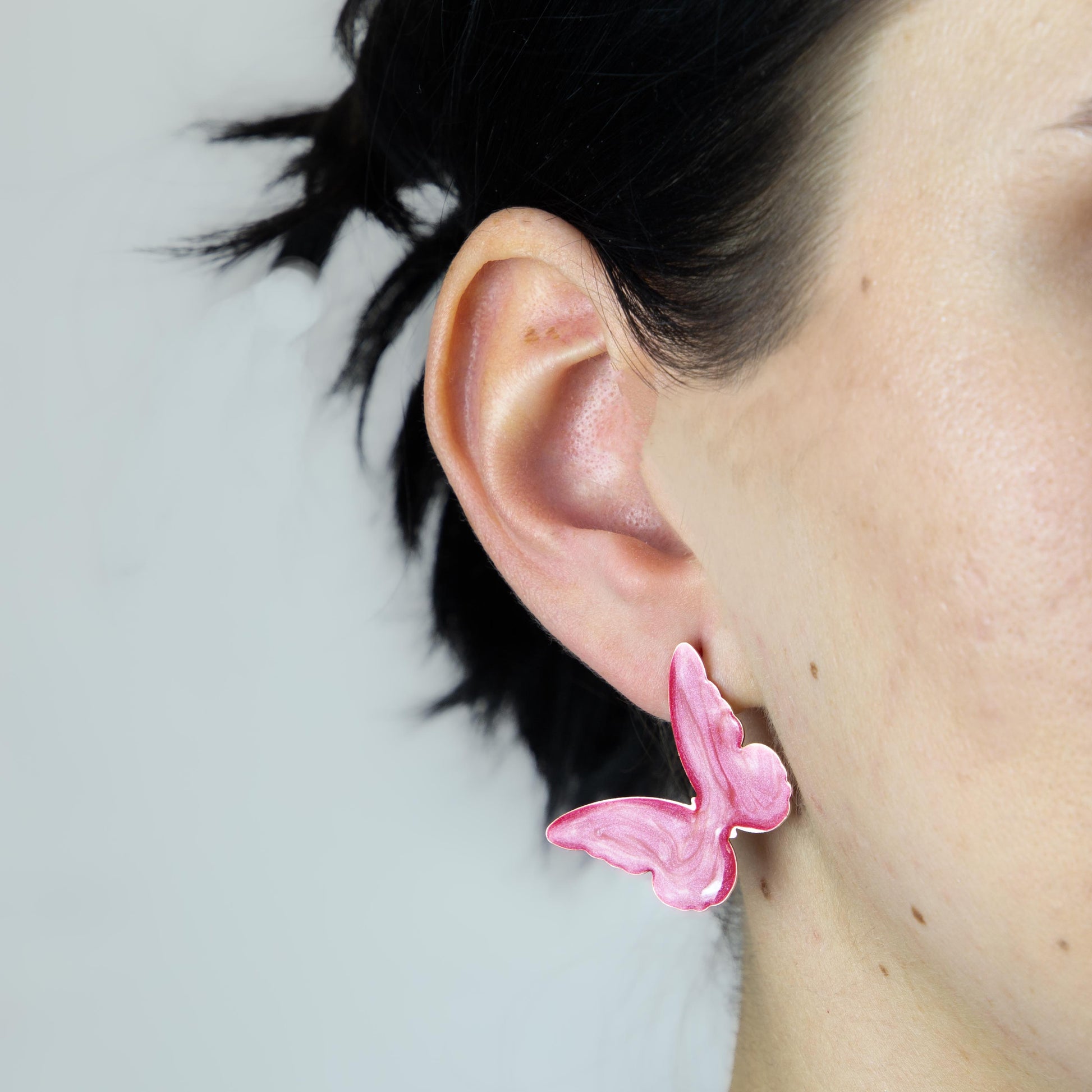 Cercei glossy flori și fluturi, set 3 - Magenta