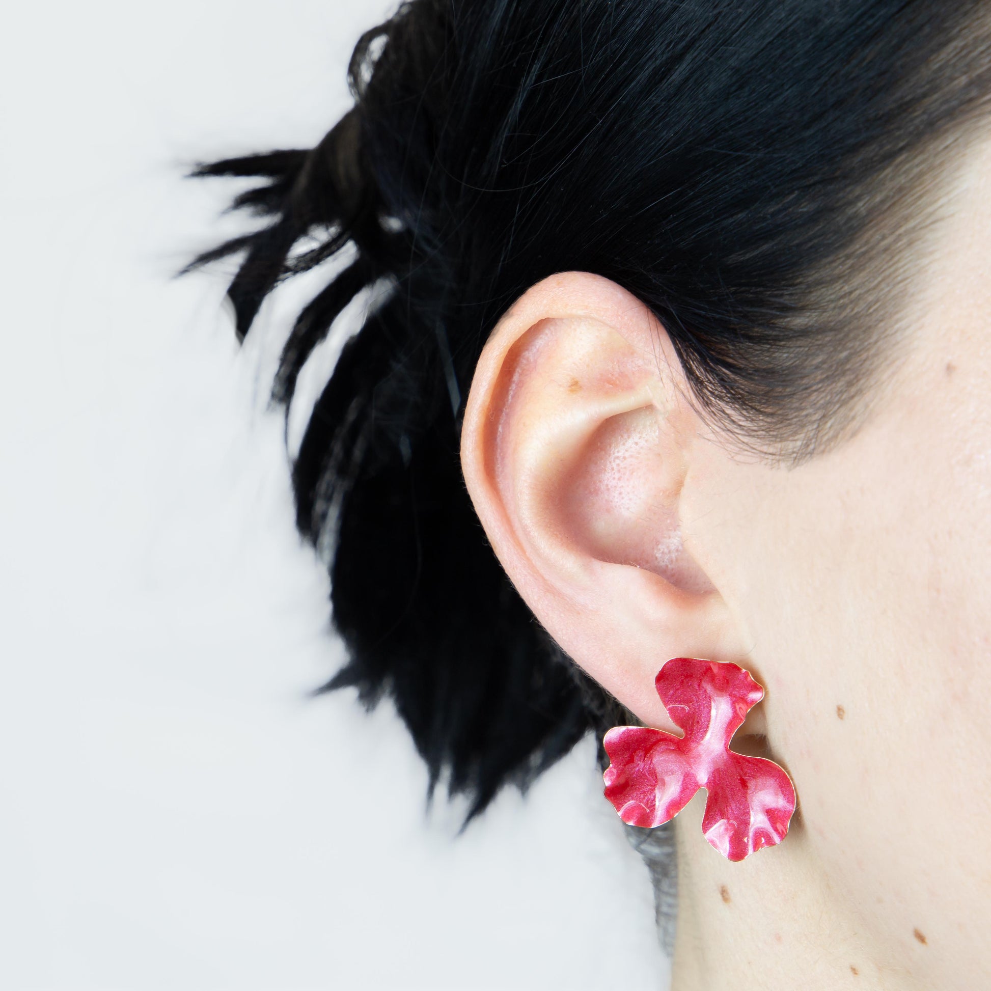Cercei glossy flori și fluturi, set 3 - Magenta