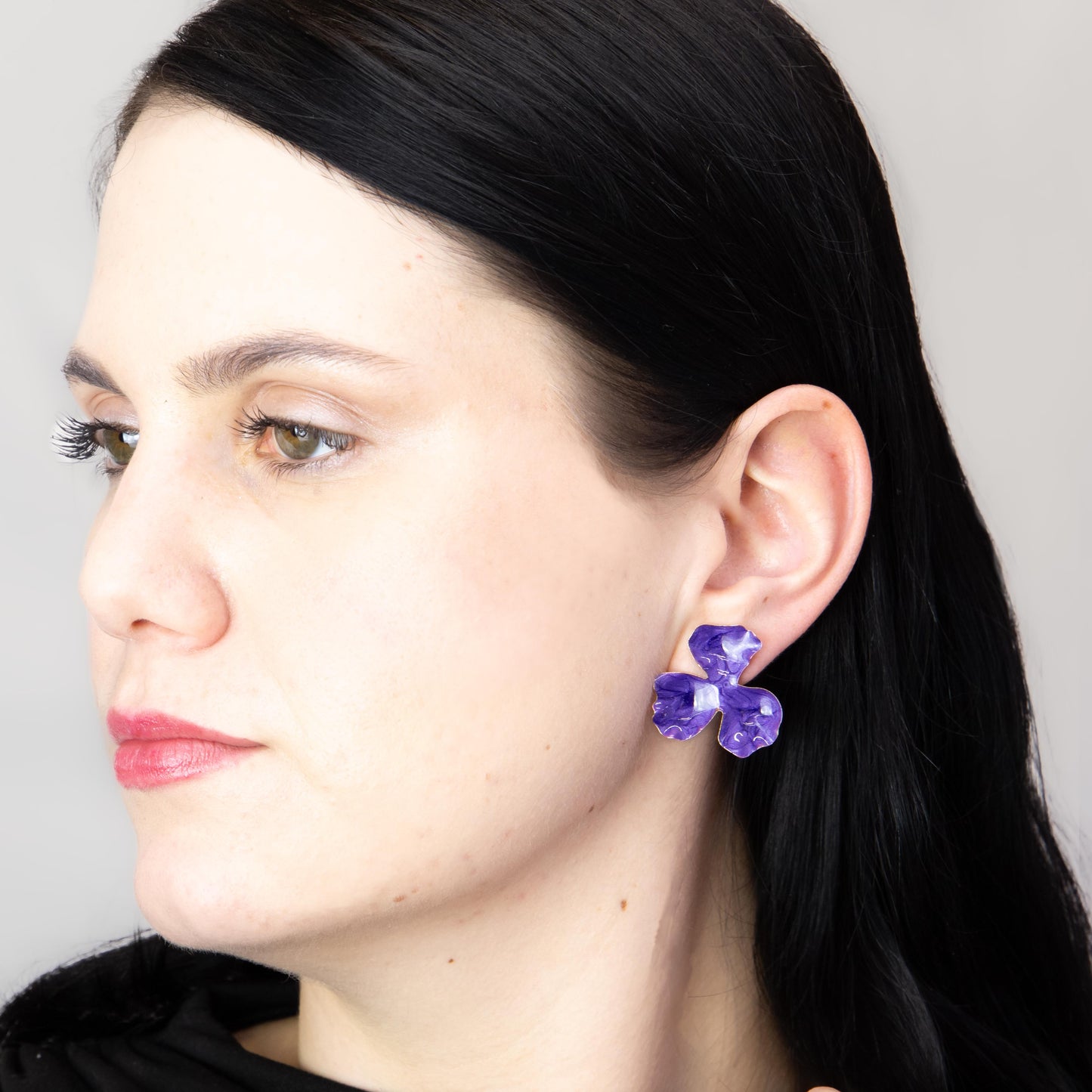 Cercei glossy flori și fluturi, set 3 - Mov