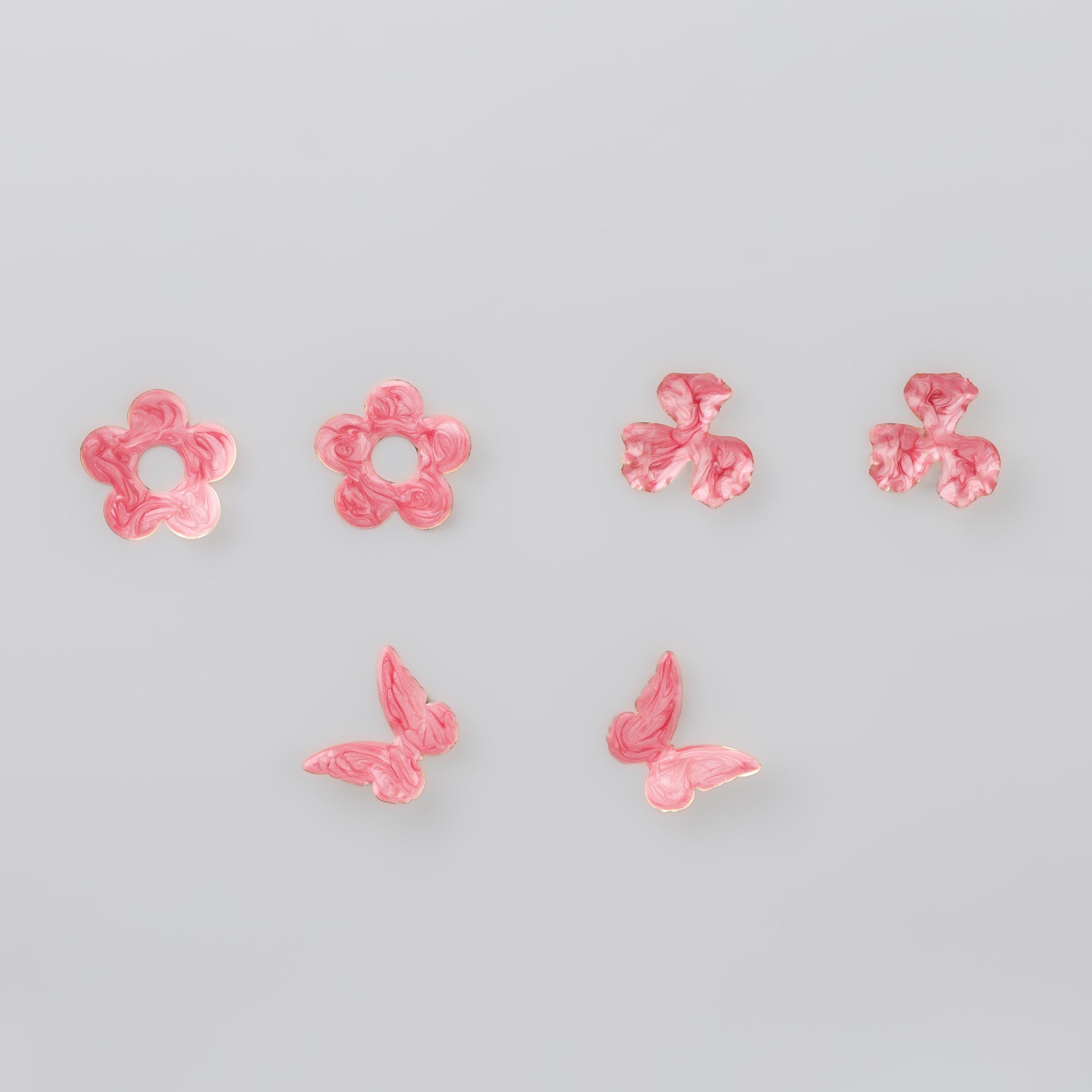 Cercei glossy flori și fluturi, set 3 - Rosso
