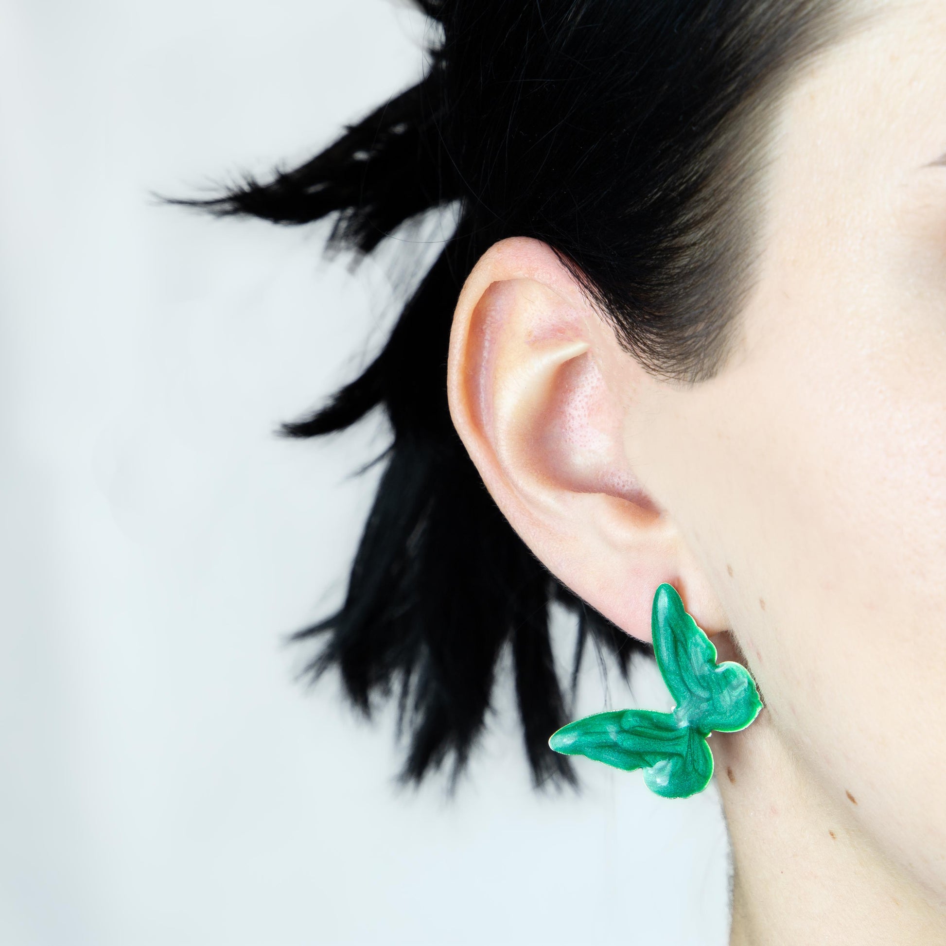 Cercei glossy flori și fluturi, set 3 - Verde