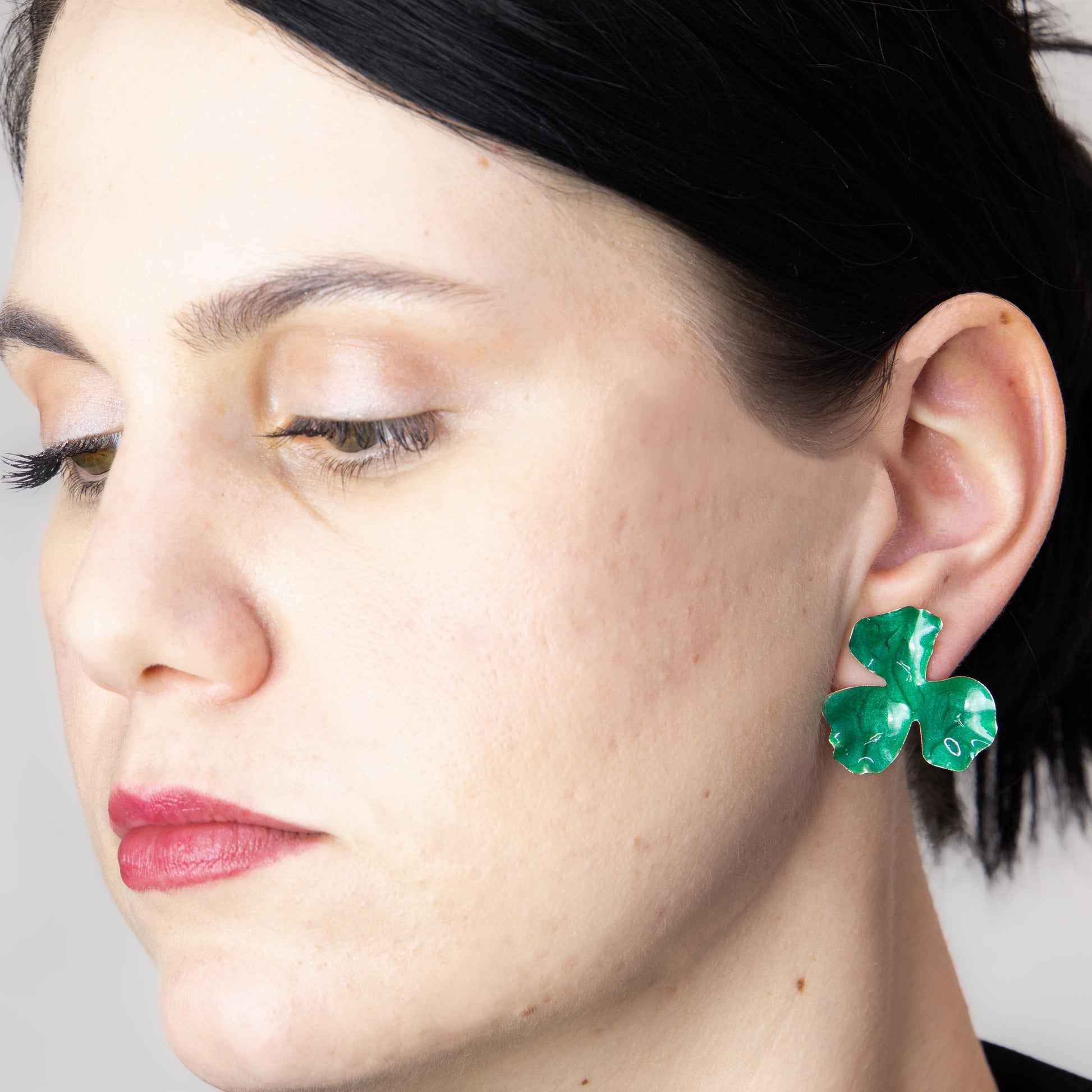 Cercei glossy flori și fluturi, set 3 - Verde