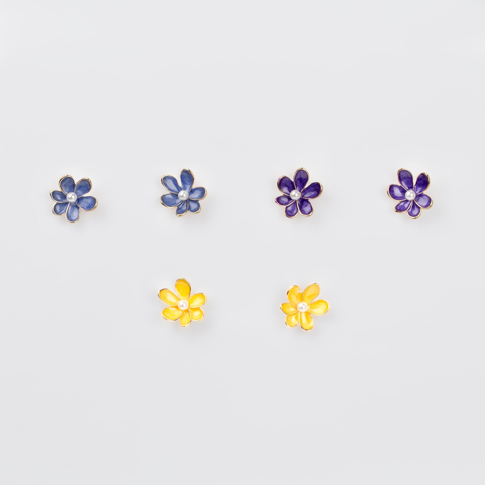 Cercei glossy flori suave cu perle, set 3 - French Mix