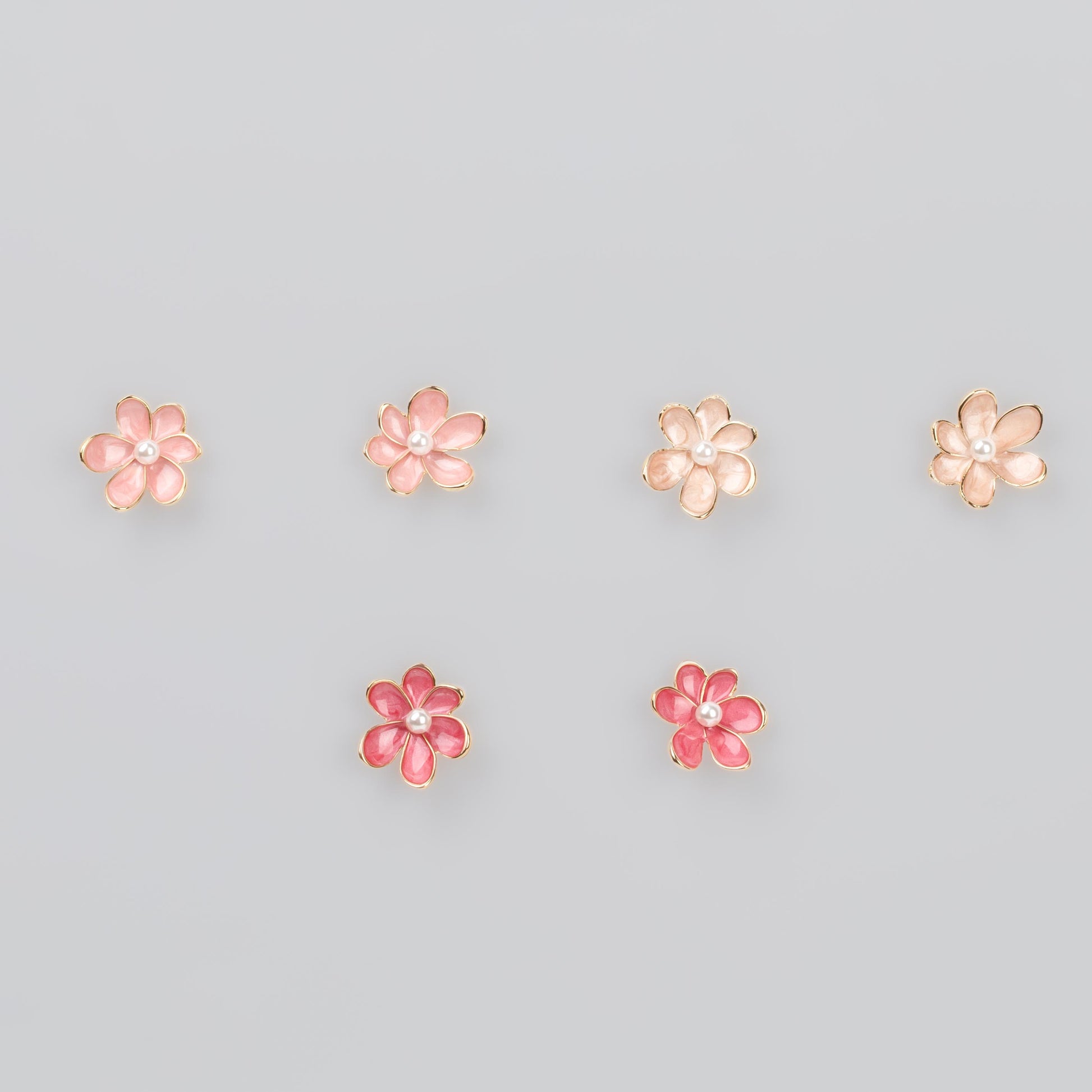 Cercei glossy flori suave cu perle, set 3 - Spring Mix