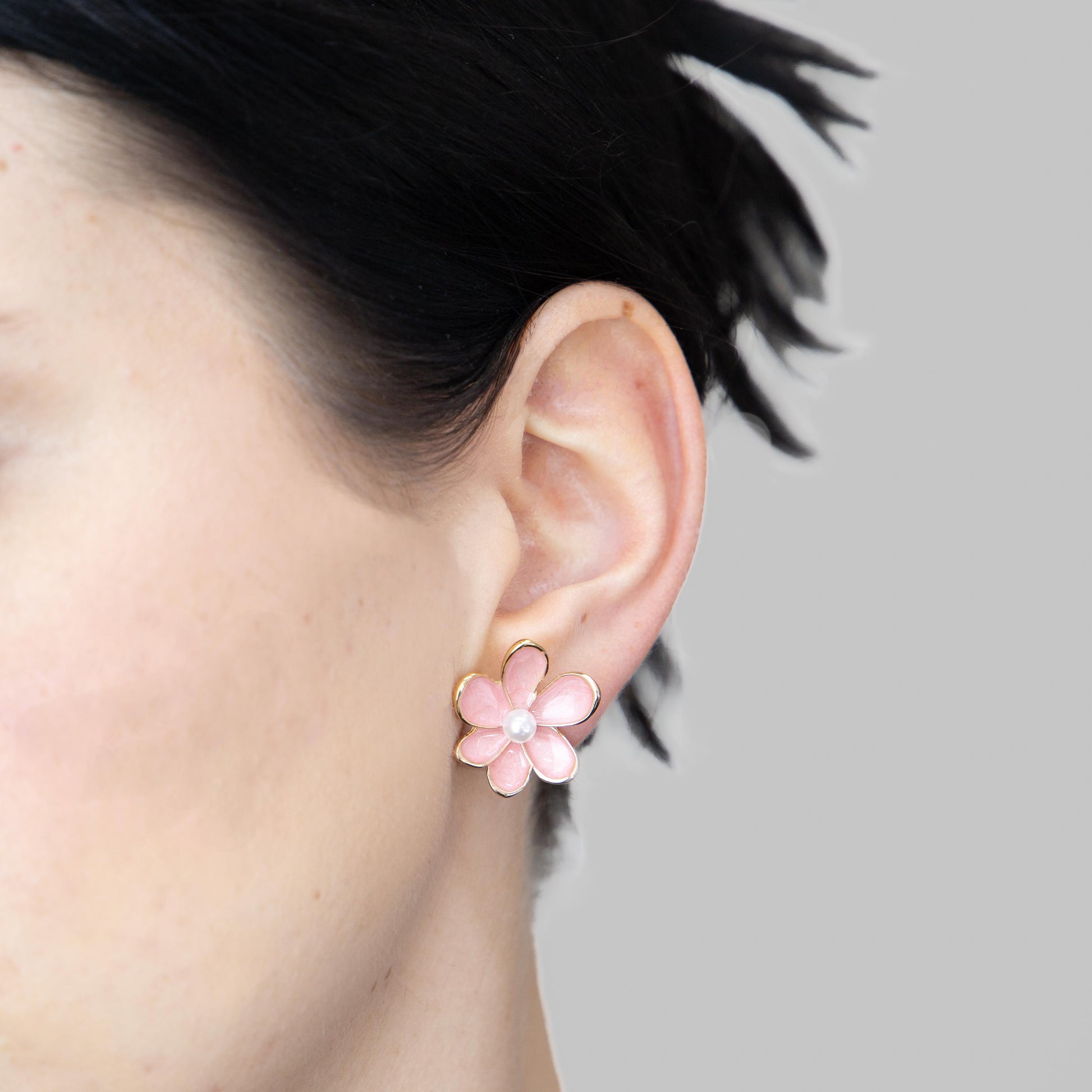 Cercei glossy flori suave cu perle, set 3 - Spring Mix