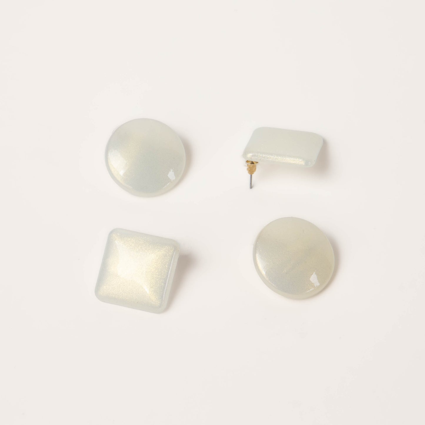 Cercei glossy glitter, set 2 - Alb