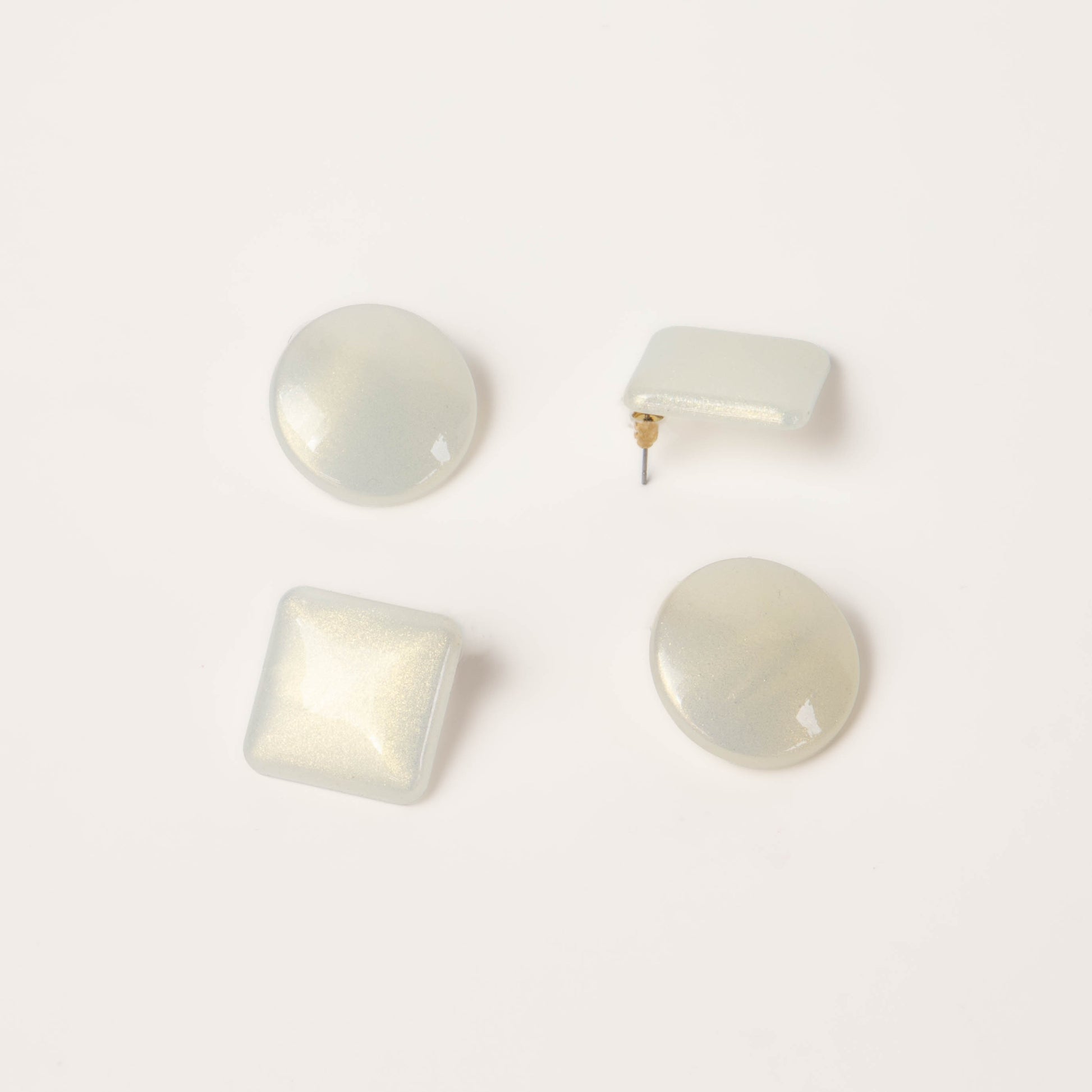 Cercei glossy glitter, set 2 - Alb