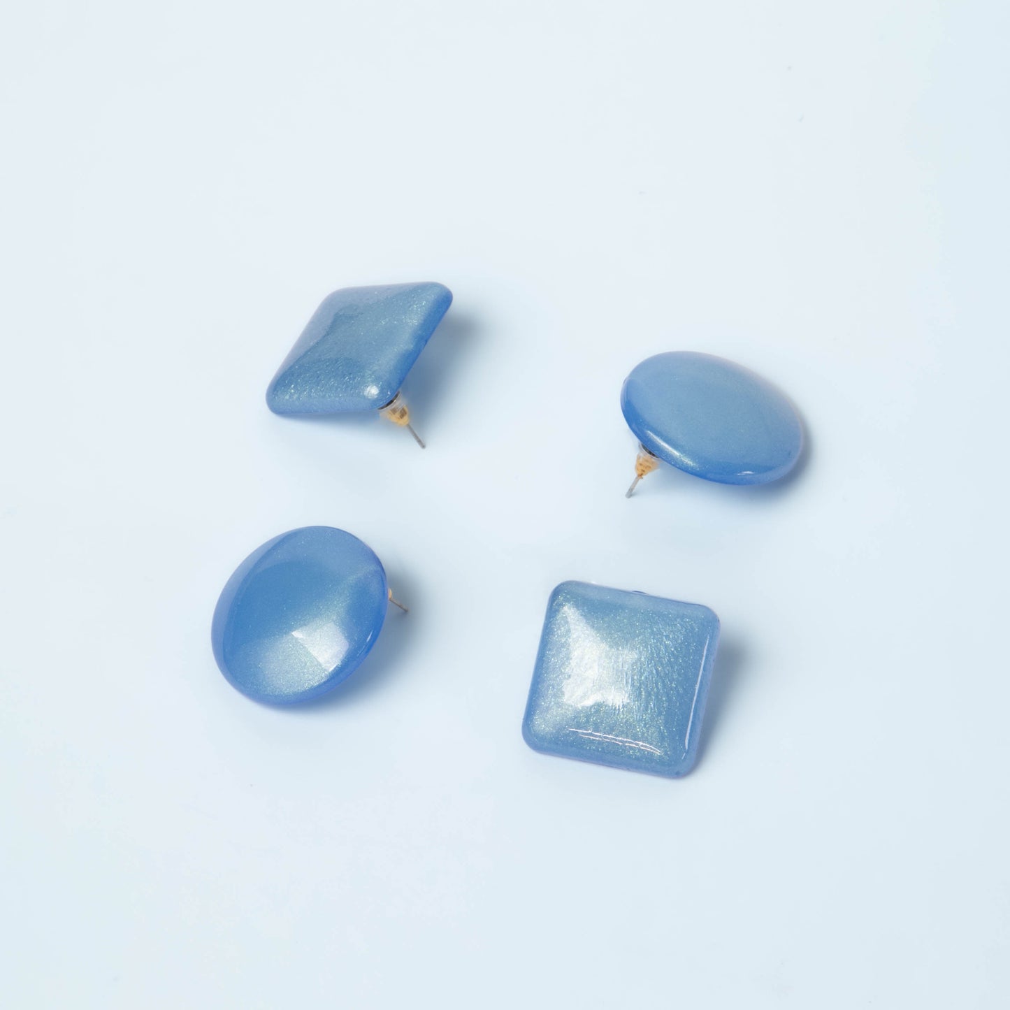 Cercei glossy glitter, set 2 - Albastru