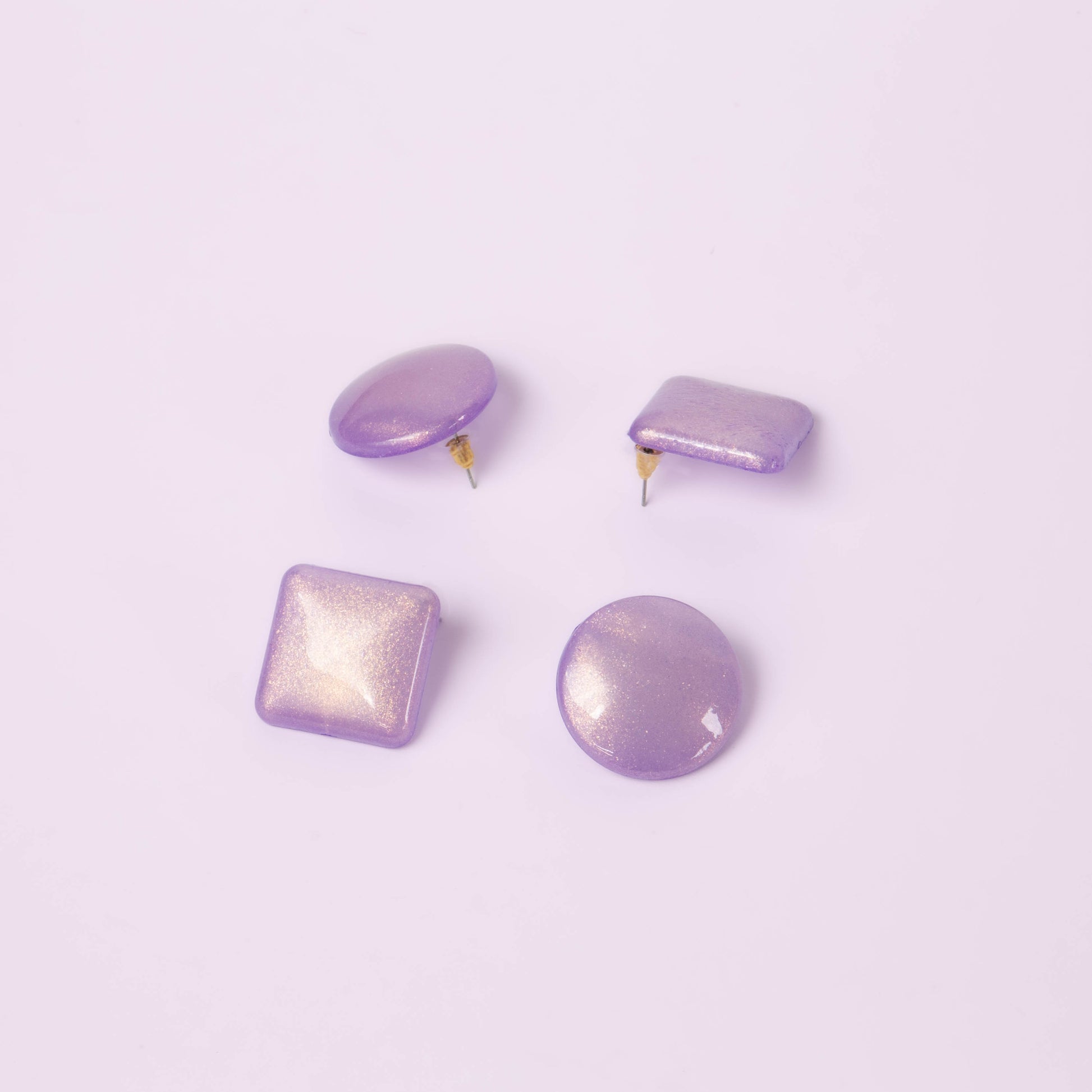 Cercei glossy glitter, set 2 - Mov
